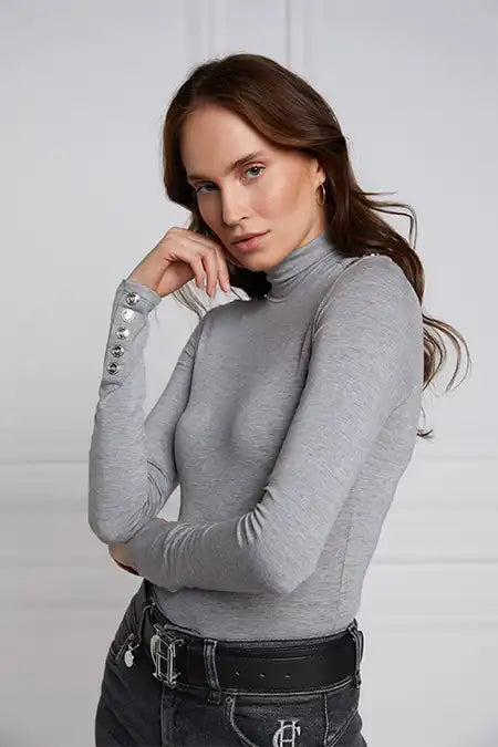 Long Sleeve Bodysuit (Grey Marl)