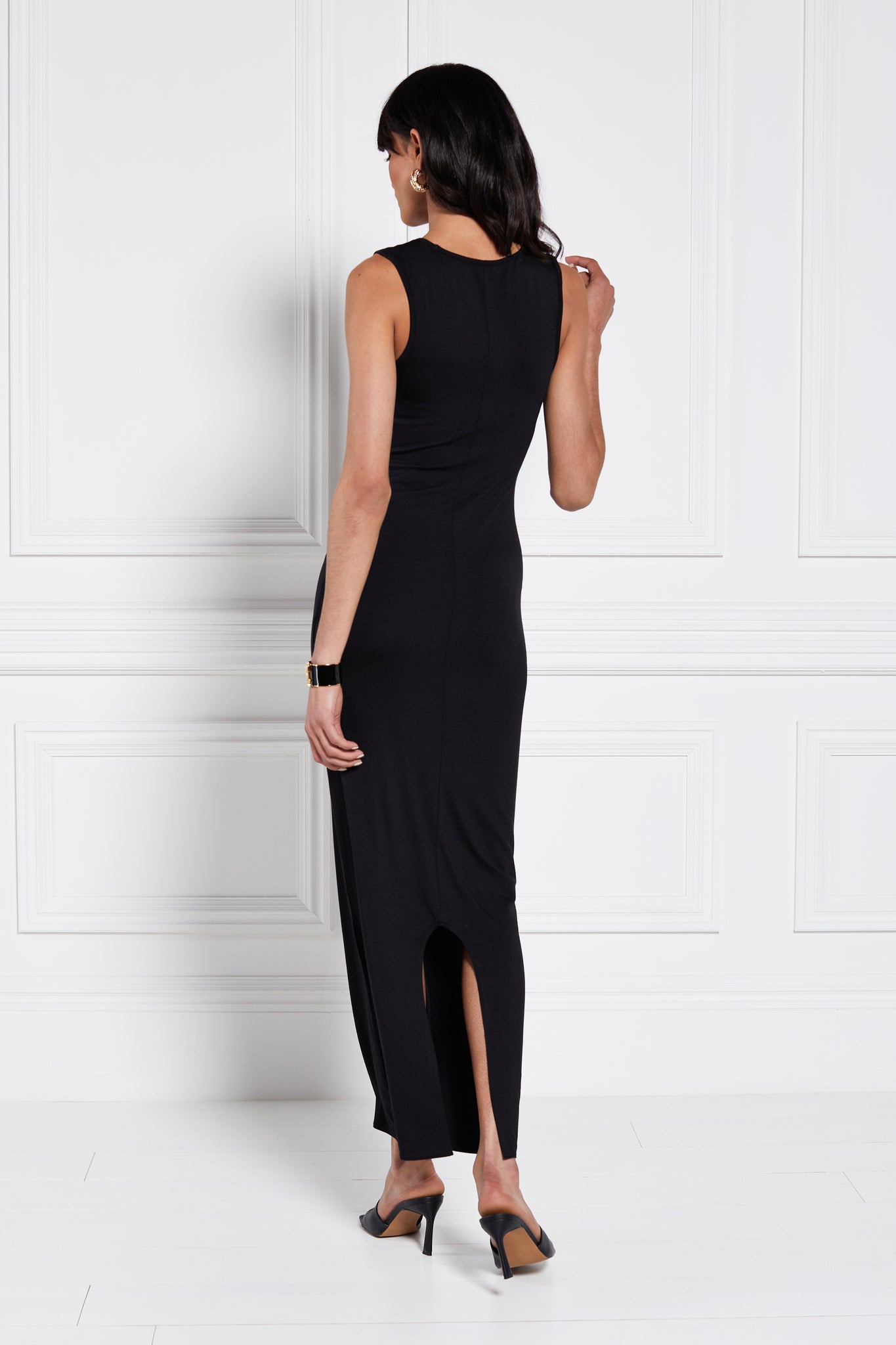 Jersey V-Neck Dress (Black)