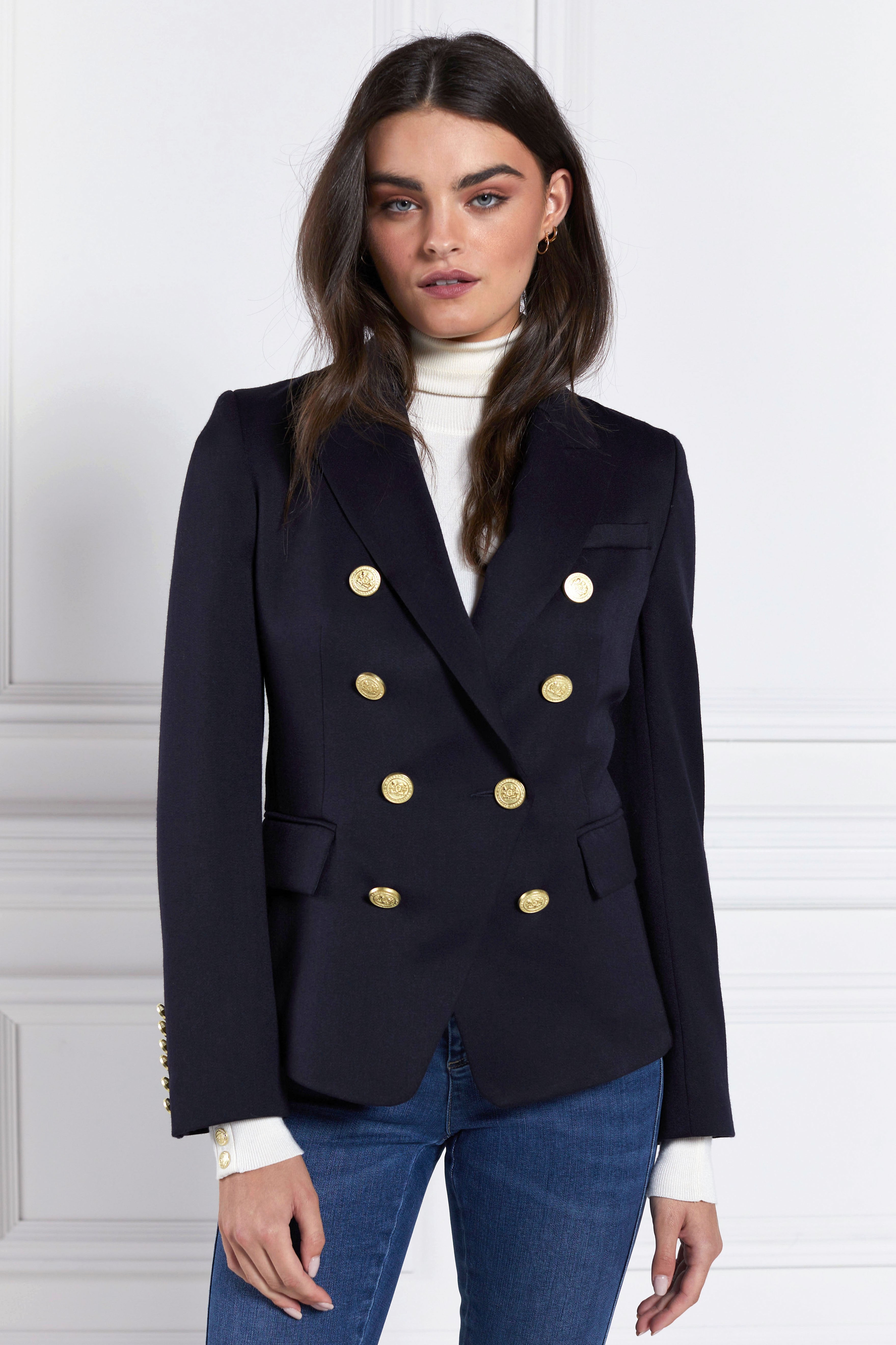 Navy Double Breasted Blazer With Gold Buttons