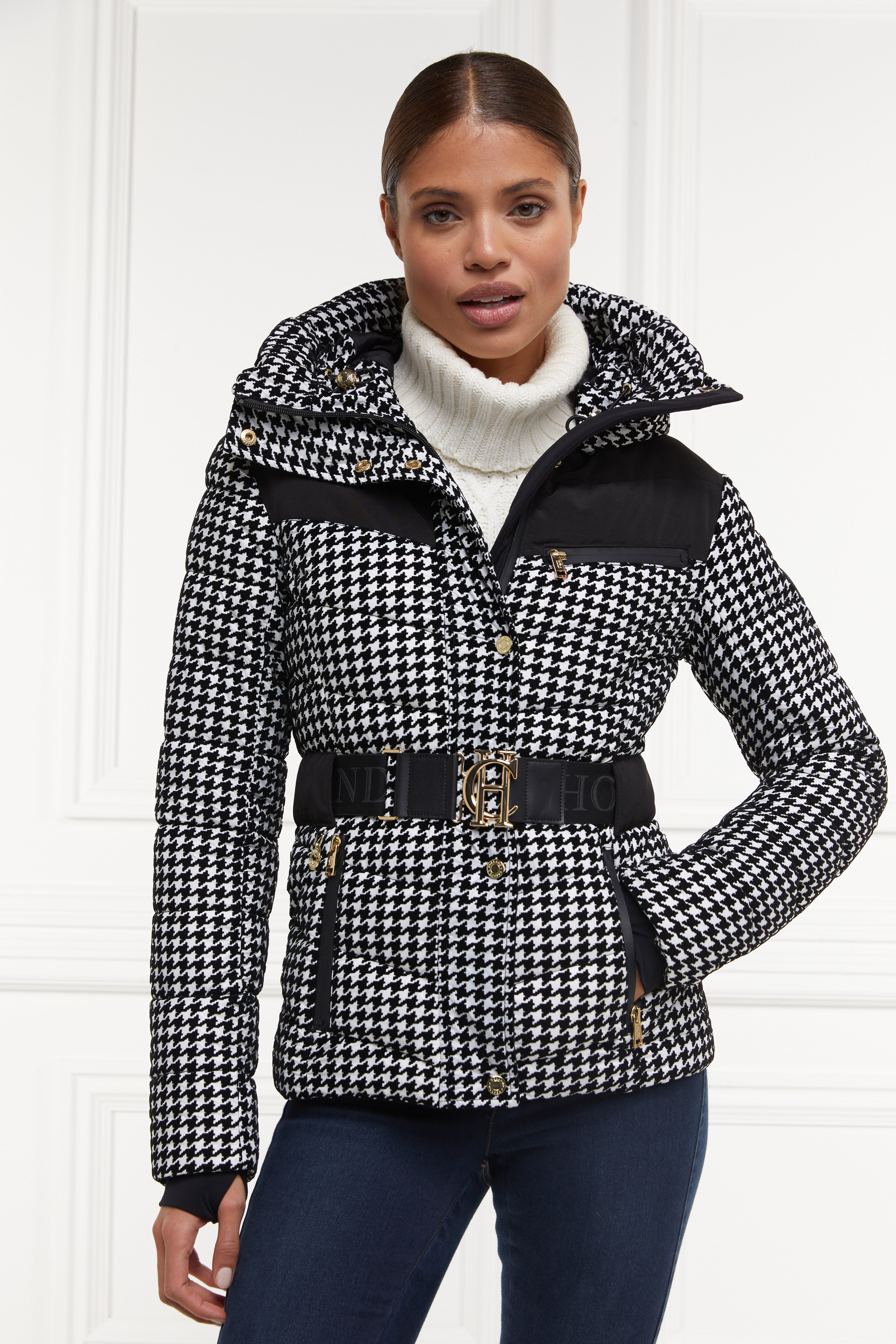 Moncler houndstooth printed padded jacket Clearance