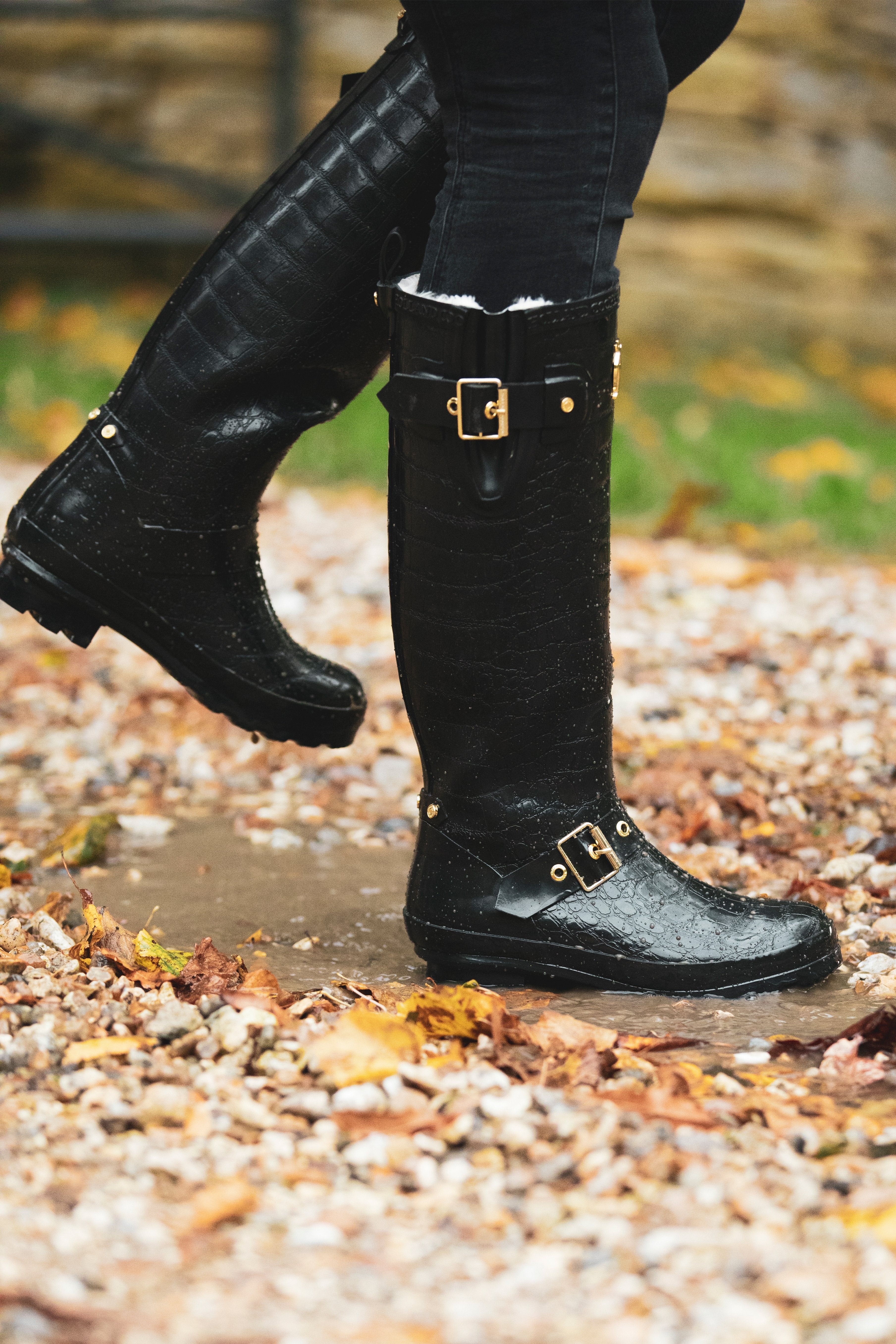 Sherpa Lined Regency Wellington (Black Croc) – Holland Cooper ®