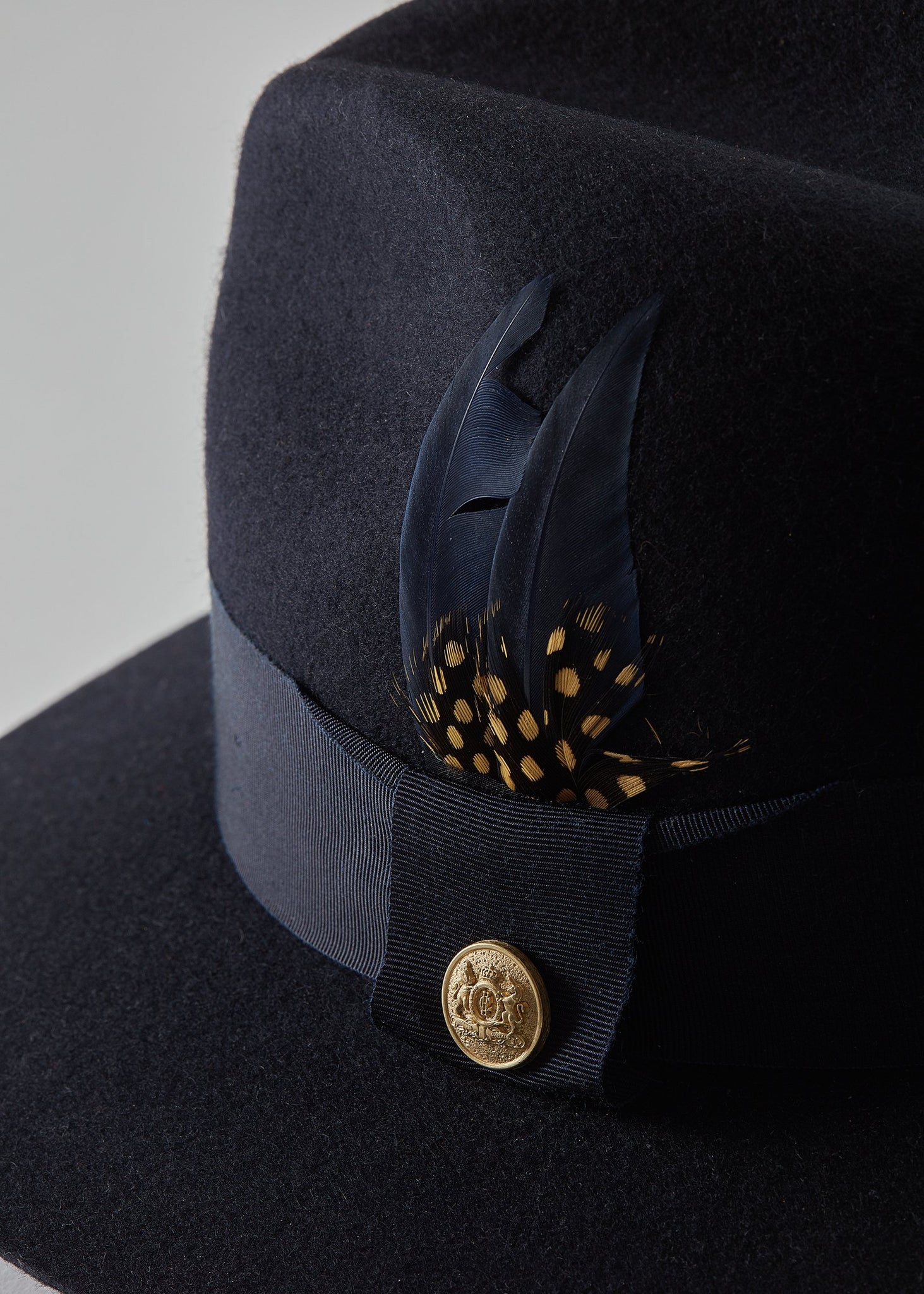 Trilby Hat Spot Feather (Ink Navy)