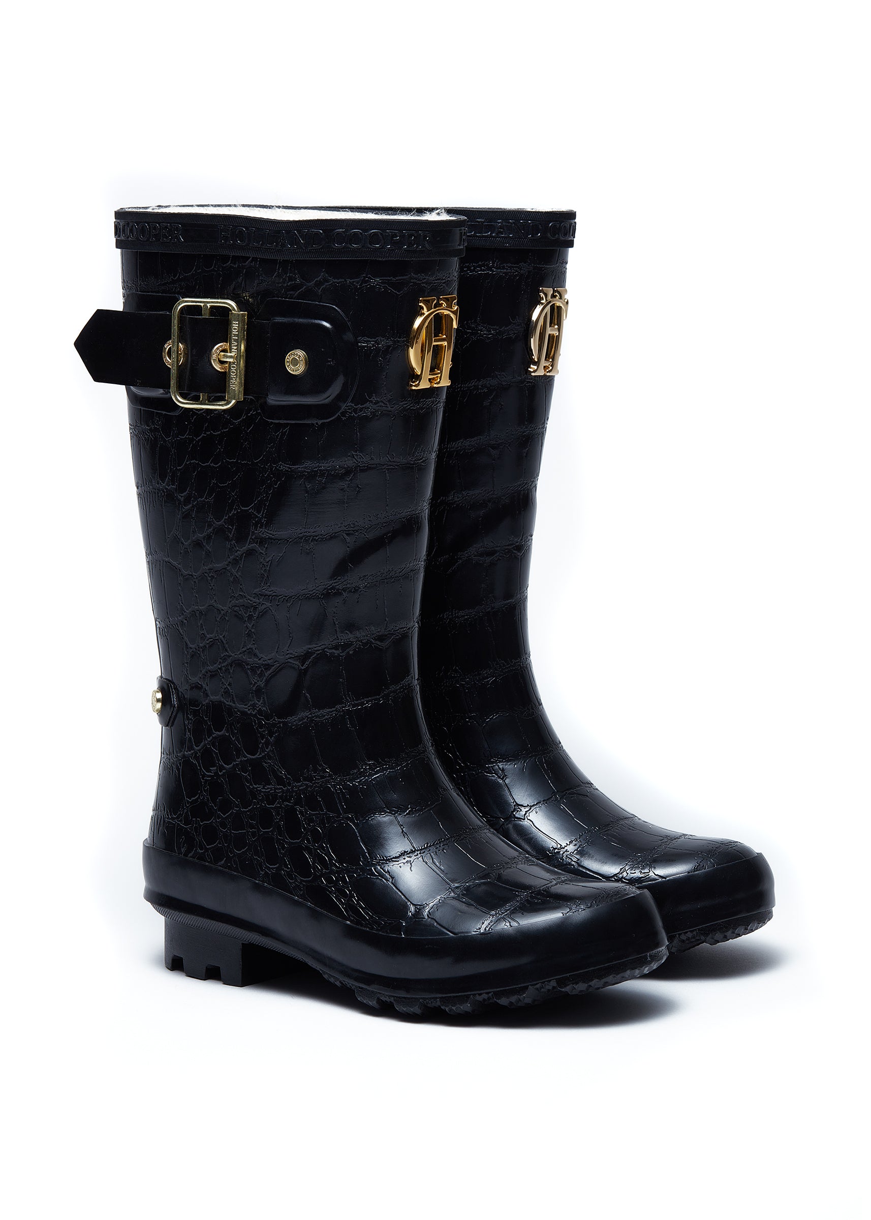 Black Croc Wellies Holland Cooper Wellies Holland Cooper Ladies