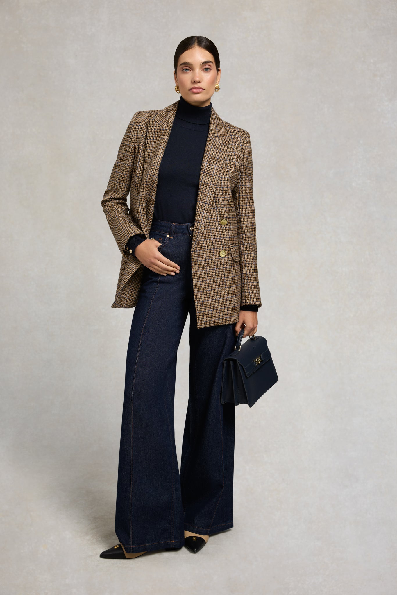 Buttoned Knit Roll Neck (Ink Navy)