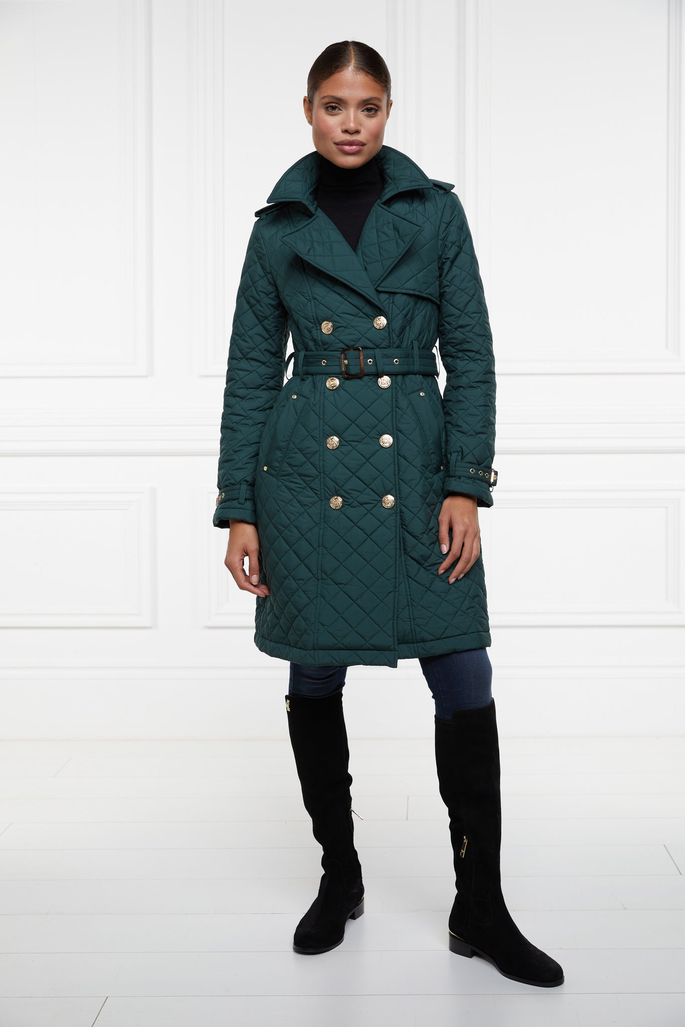Enstone Quilted Trench Coat (Emerald)