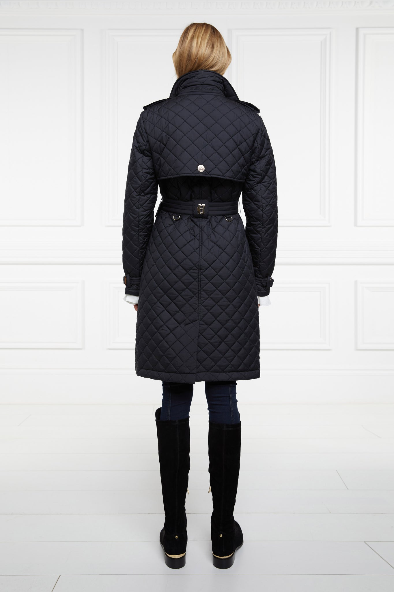 Enstone Quilted Trench Coat (Black Gold)