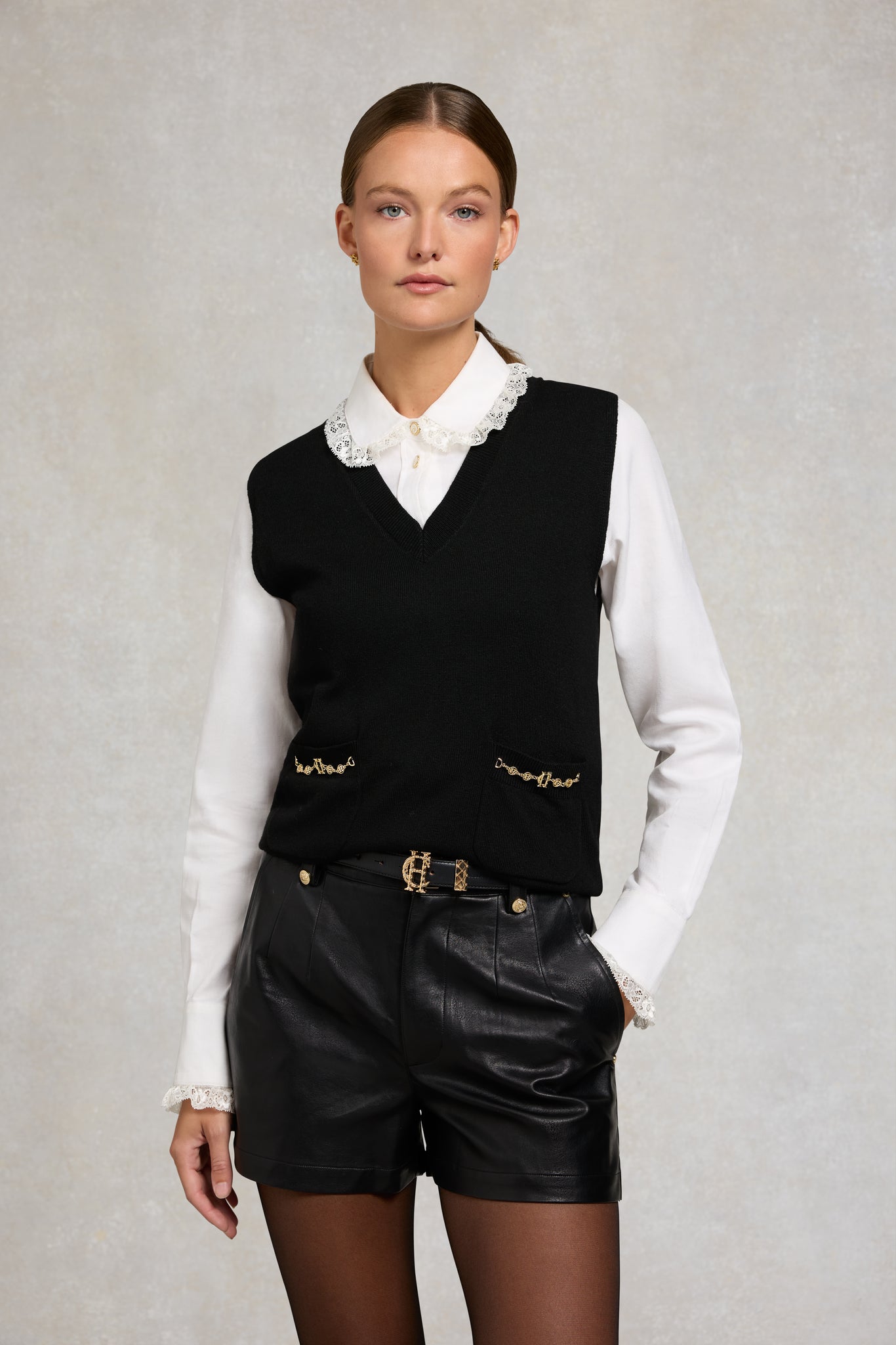 High Waisted Faux Leather Short (Black)