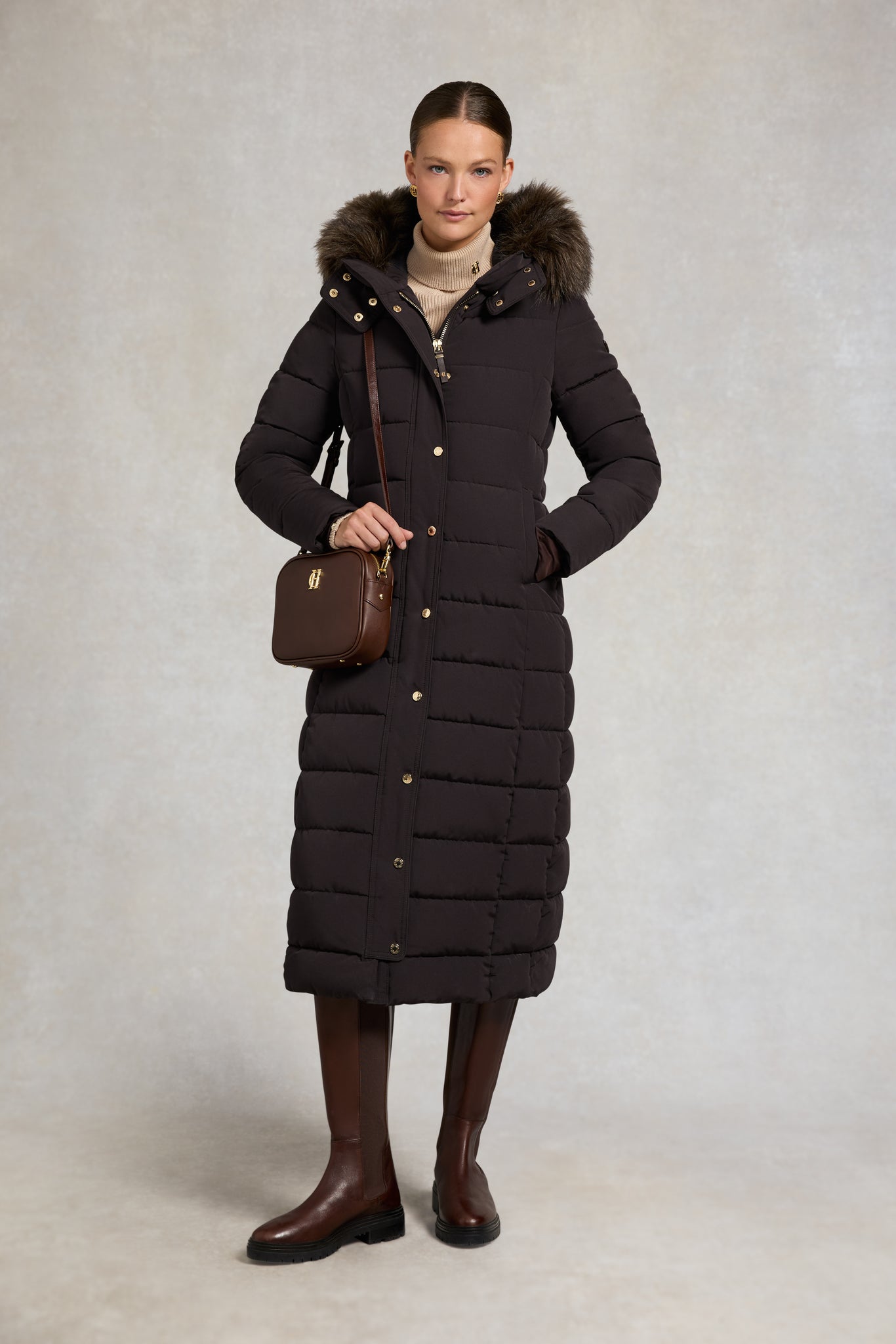 Stoneleigh Longline Coat (Chocolate)