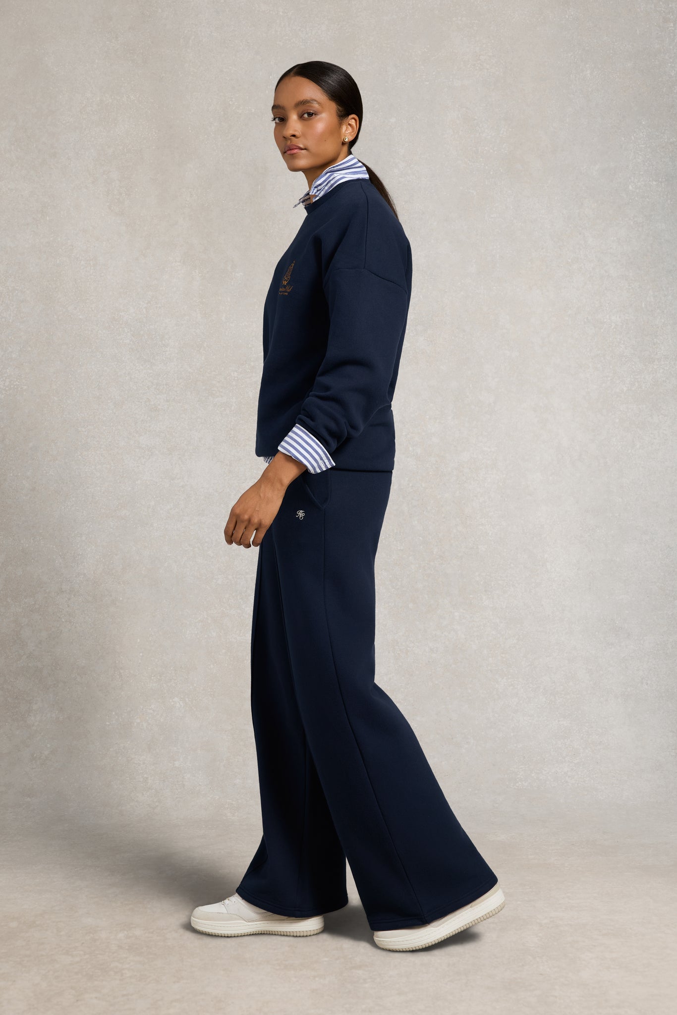 Collegiate Wide Leg Jogger (Ink Navy)