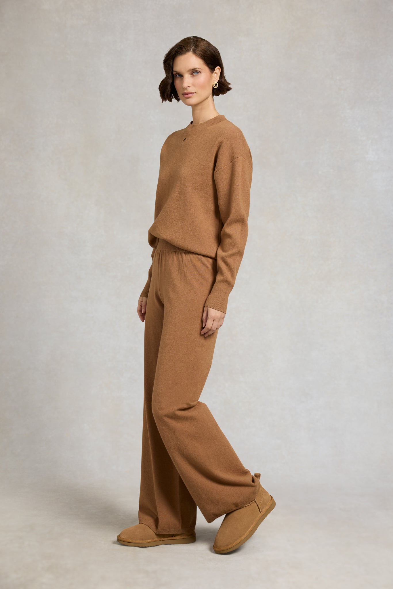 Maria Knitted Wide Leg Pant (Caramel)