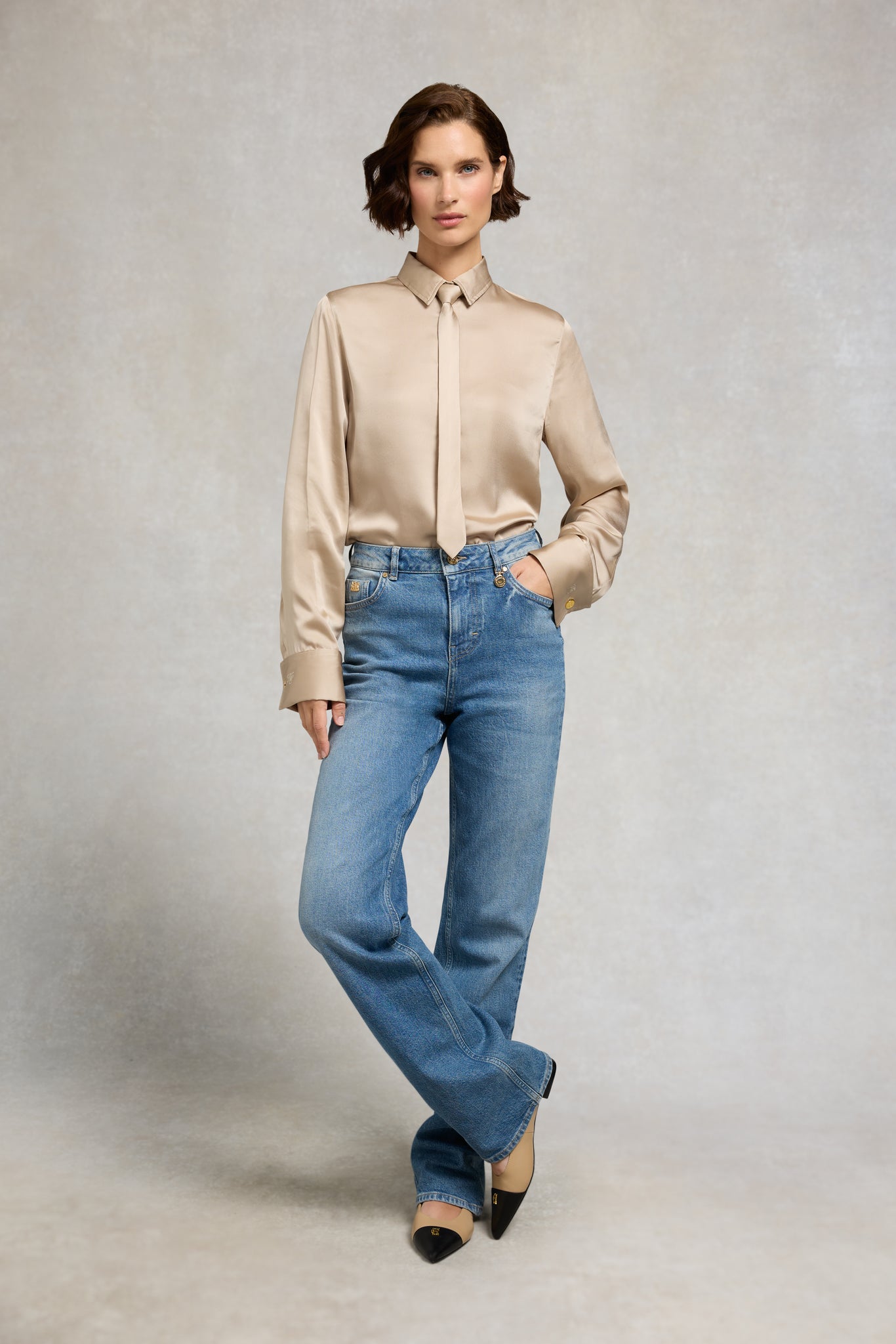 Georgina Satin Shirt (Champagne)