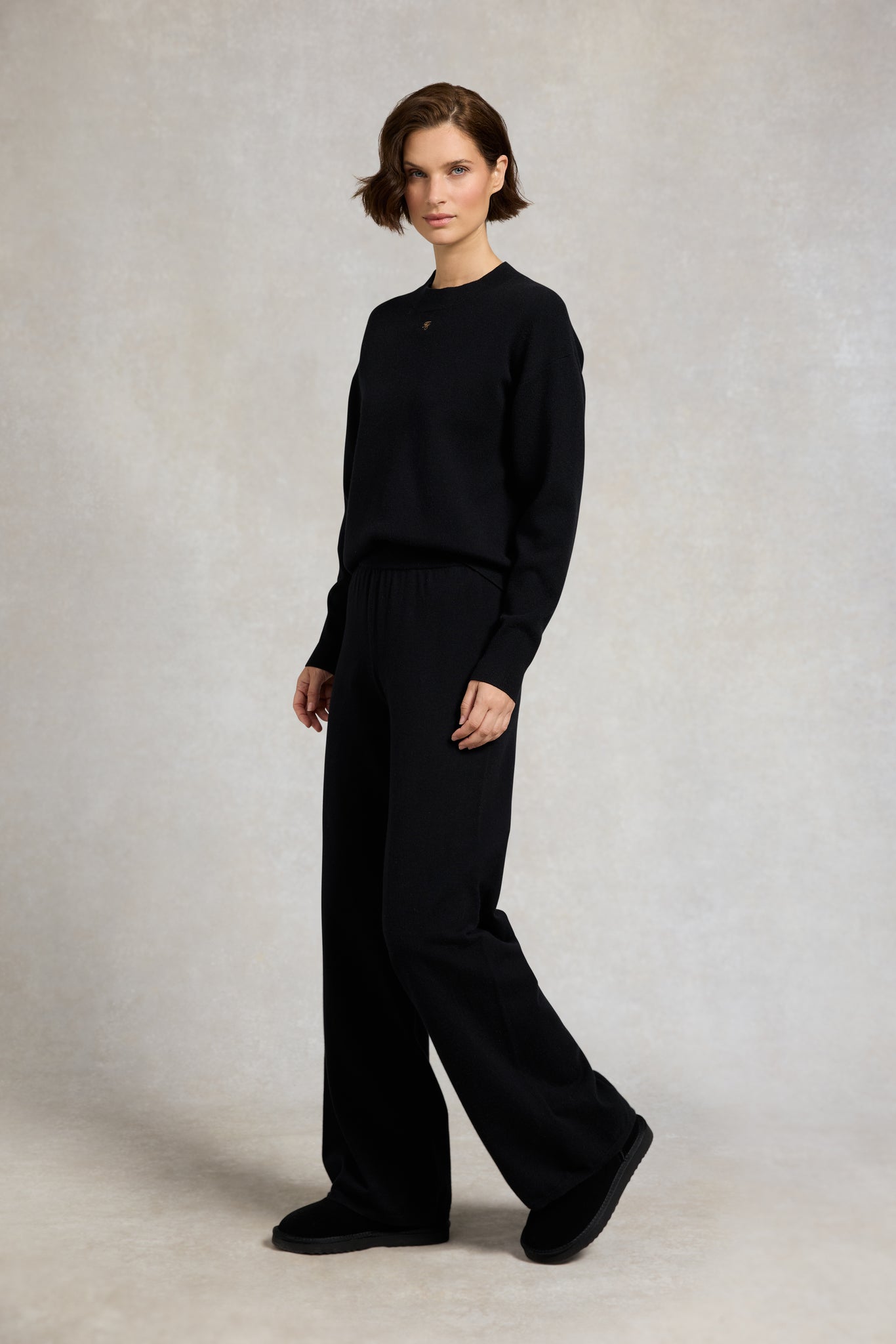 Maria Knitted Wide Leg Pant (Black)