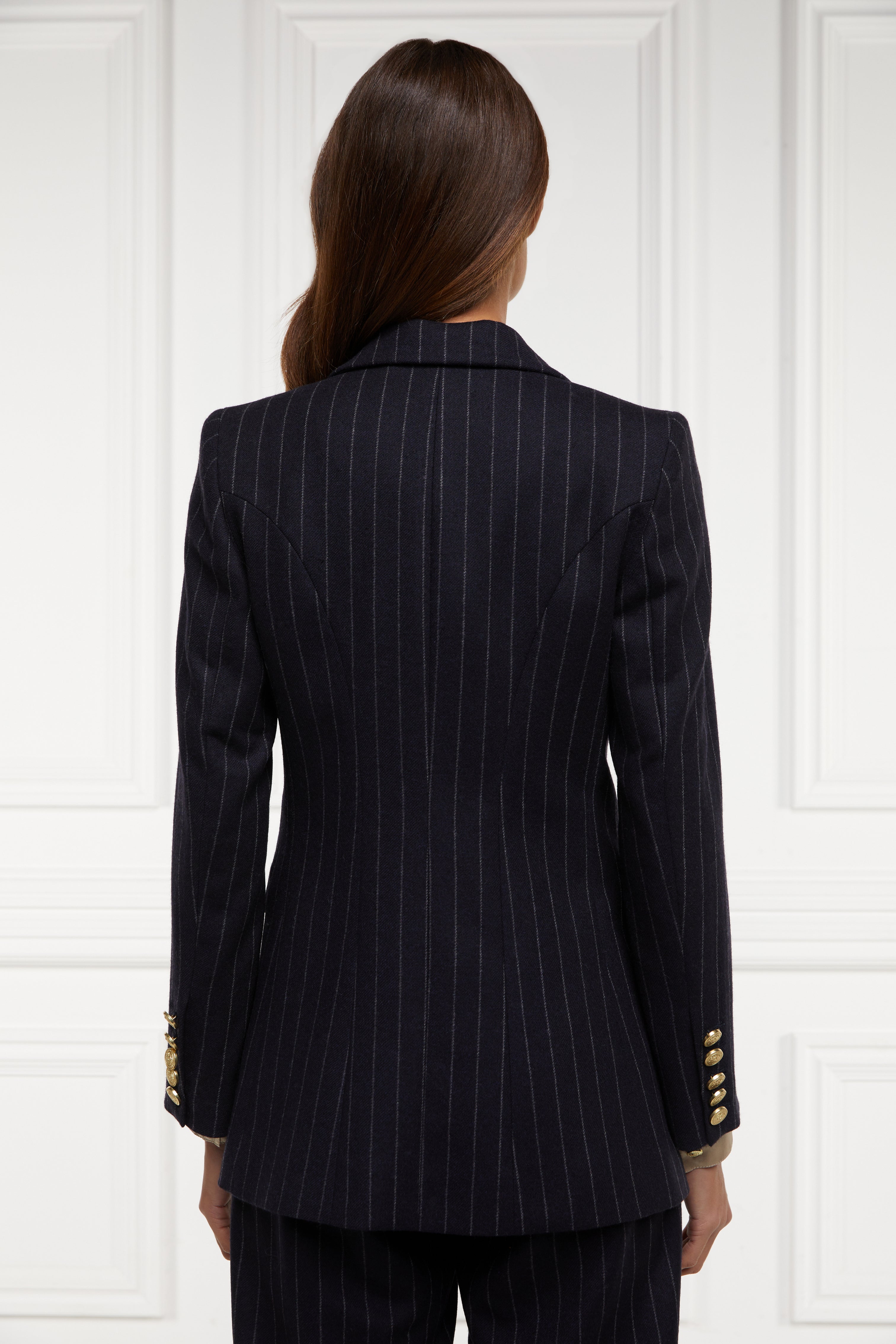 Double Breasted Blazer (Navy Chalk Pin Stripe) Holland Cooper
