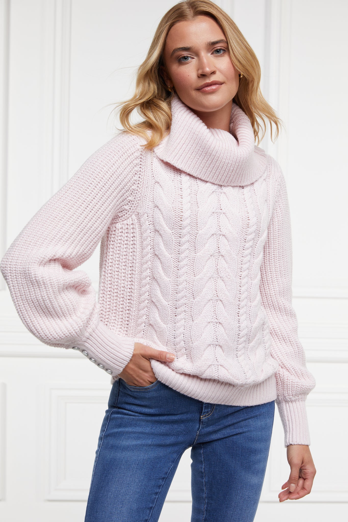 Corded Roll Neck Knit (Ice Pink)