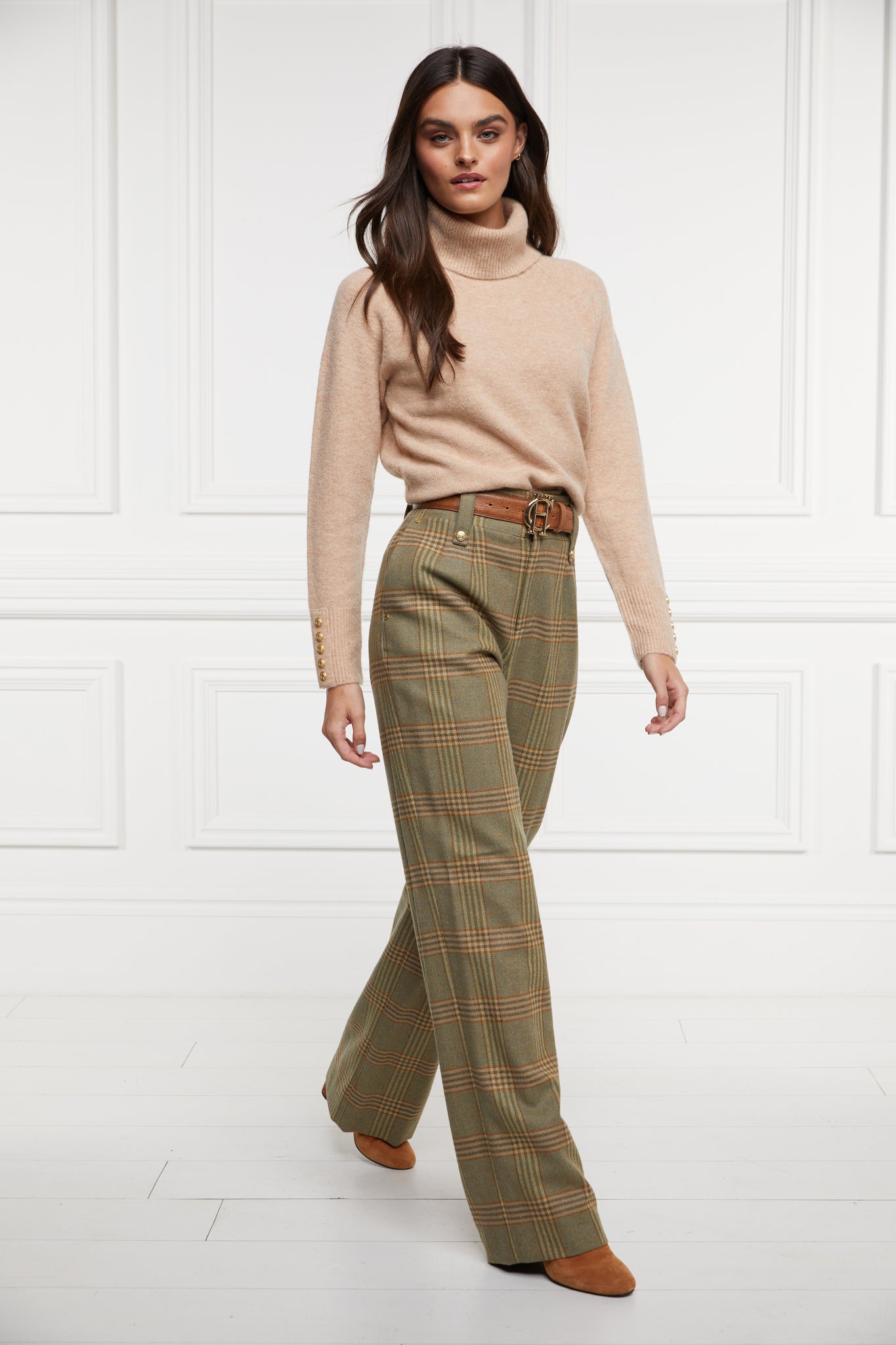 High Waisted Straight Trouser (Leveret)