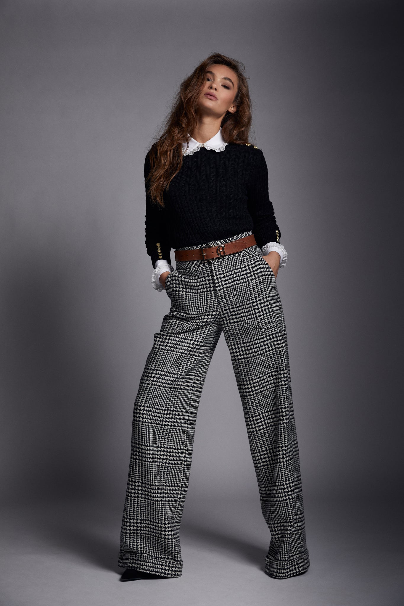 High Waisted Straight Trouser (Hot Pink Large Scale Houndstooth) – Holland  Cooper ®