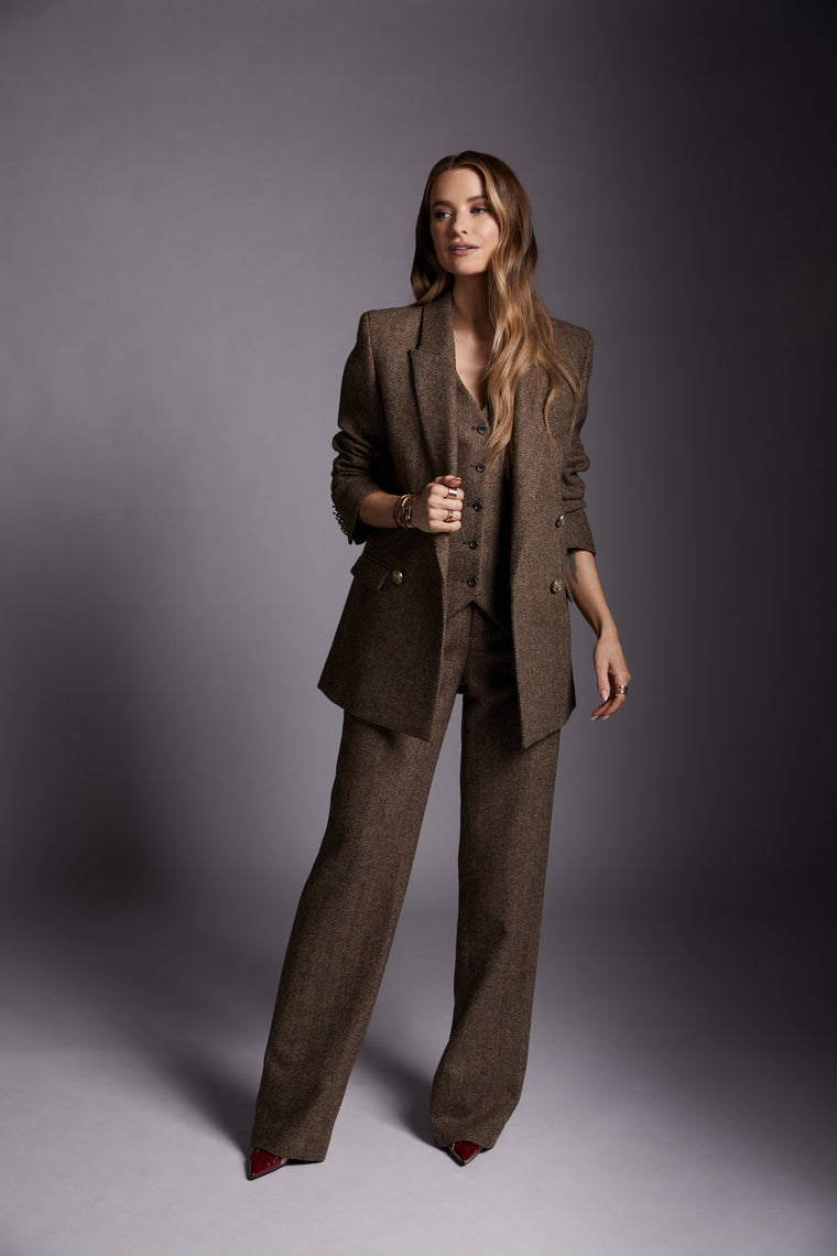 The Large Scale Brown Herringbone Suit