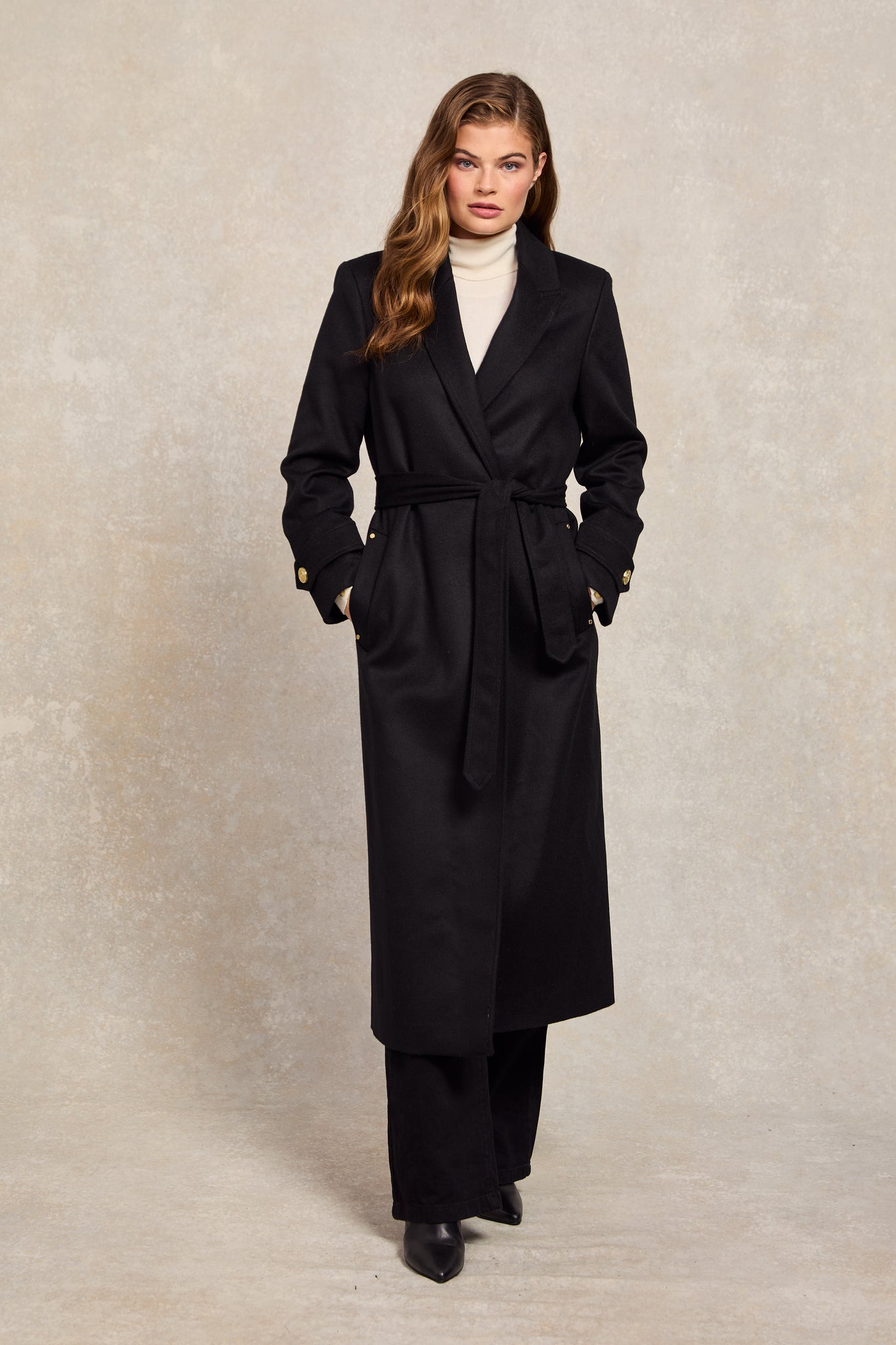 Wrap Coat Black Belted Faux Fur Belted Wool Coat Vince Camuto Faux