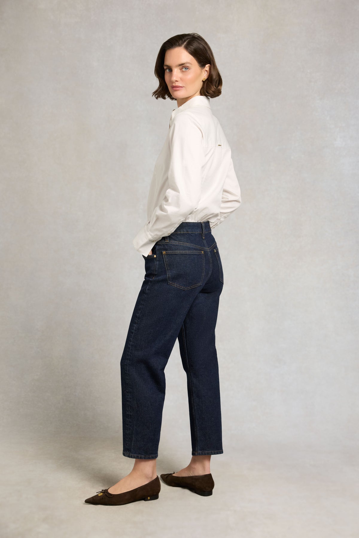 Mid Rise Straight Cropped Jean (Dark Wash)