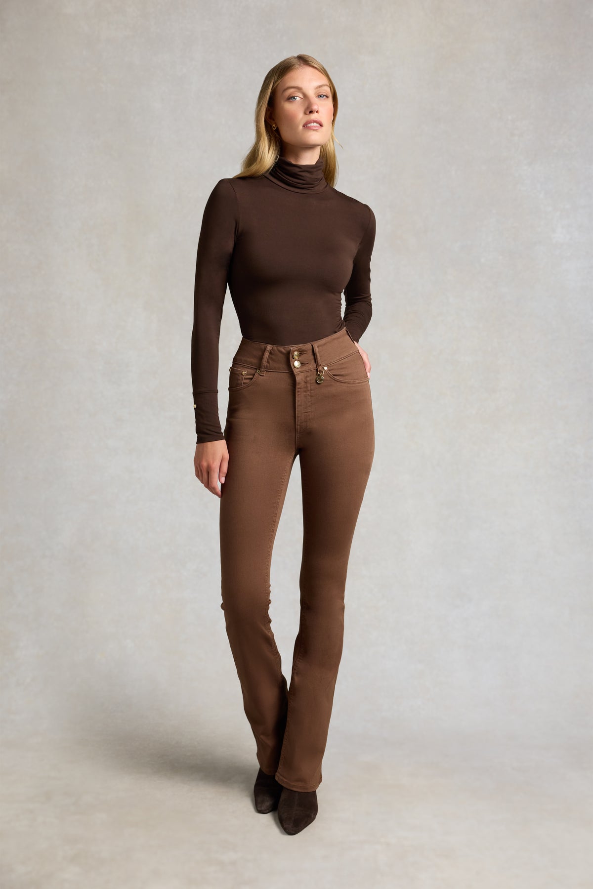 High Rise Flare Jean (Chestnut)