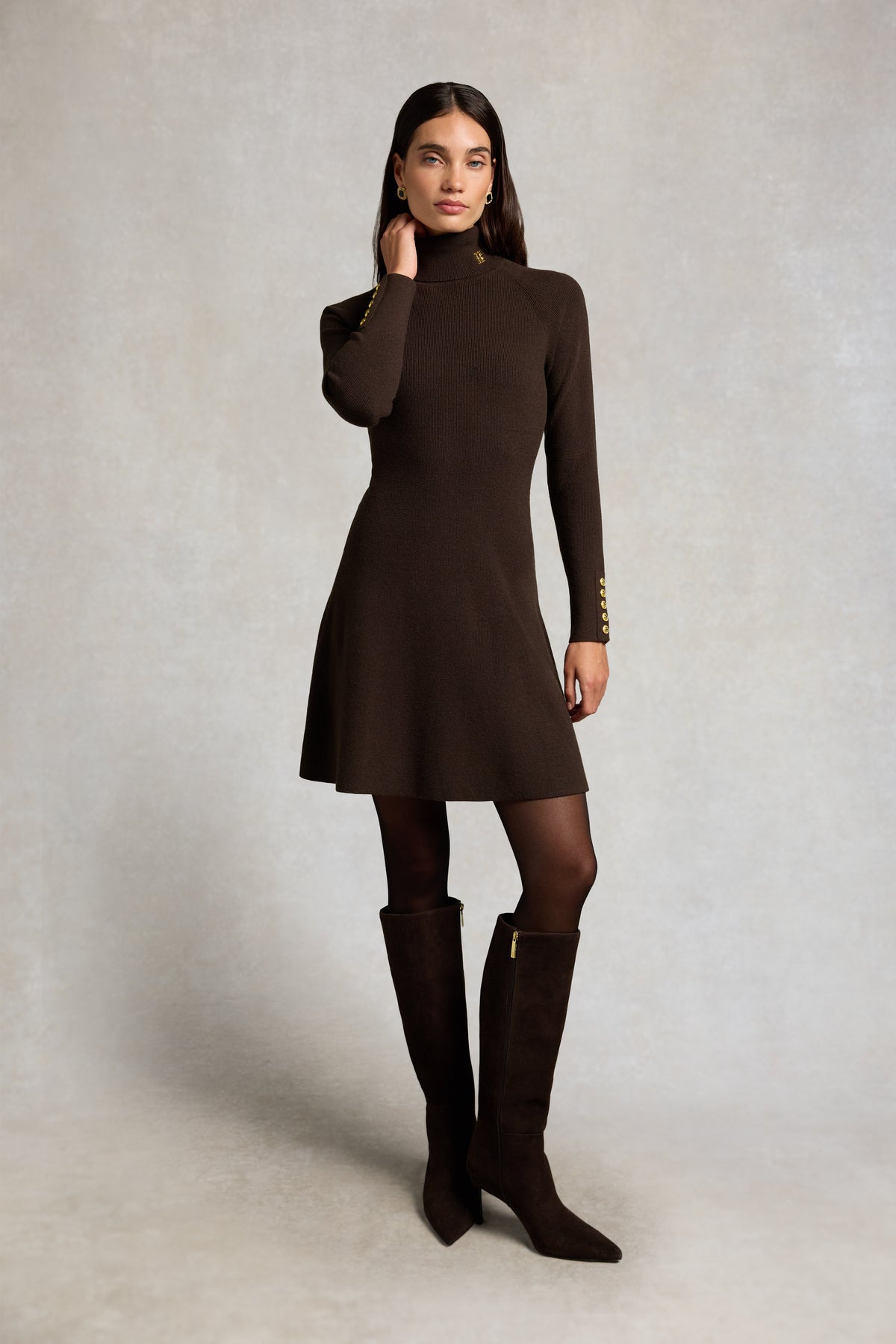 Aspen Knitted Dress (Olive Brown)