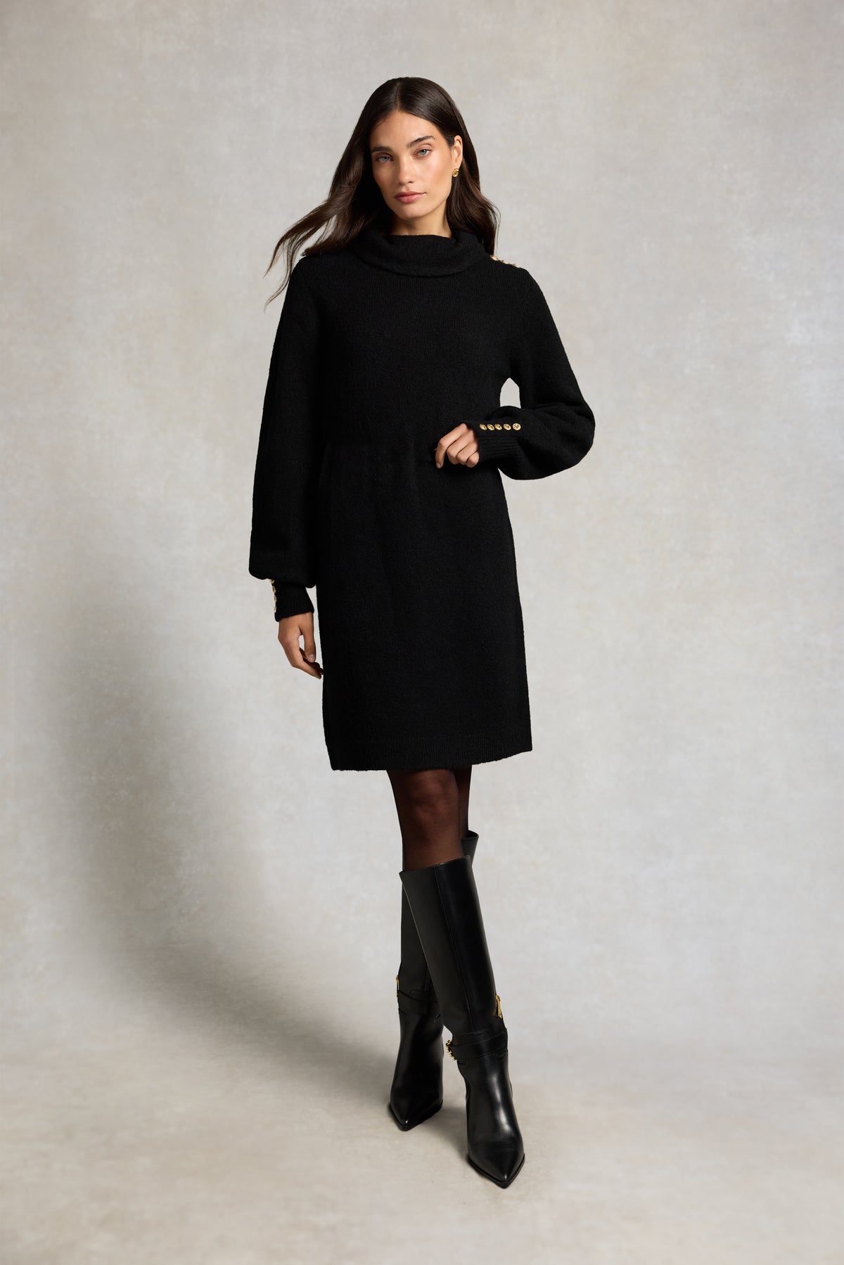 Berkeley Roll Neck Mini Dress (Black)