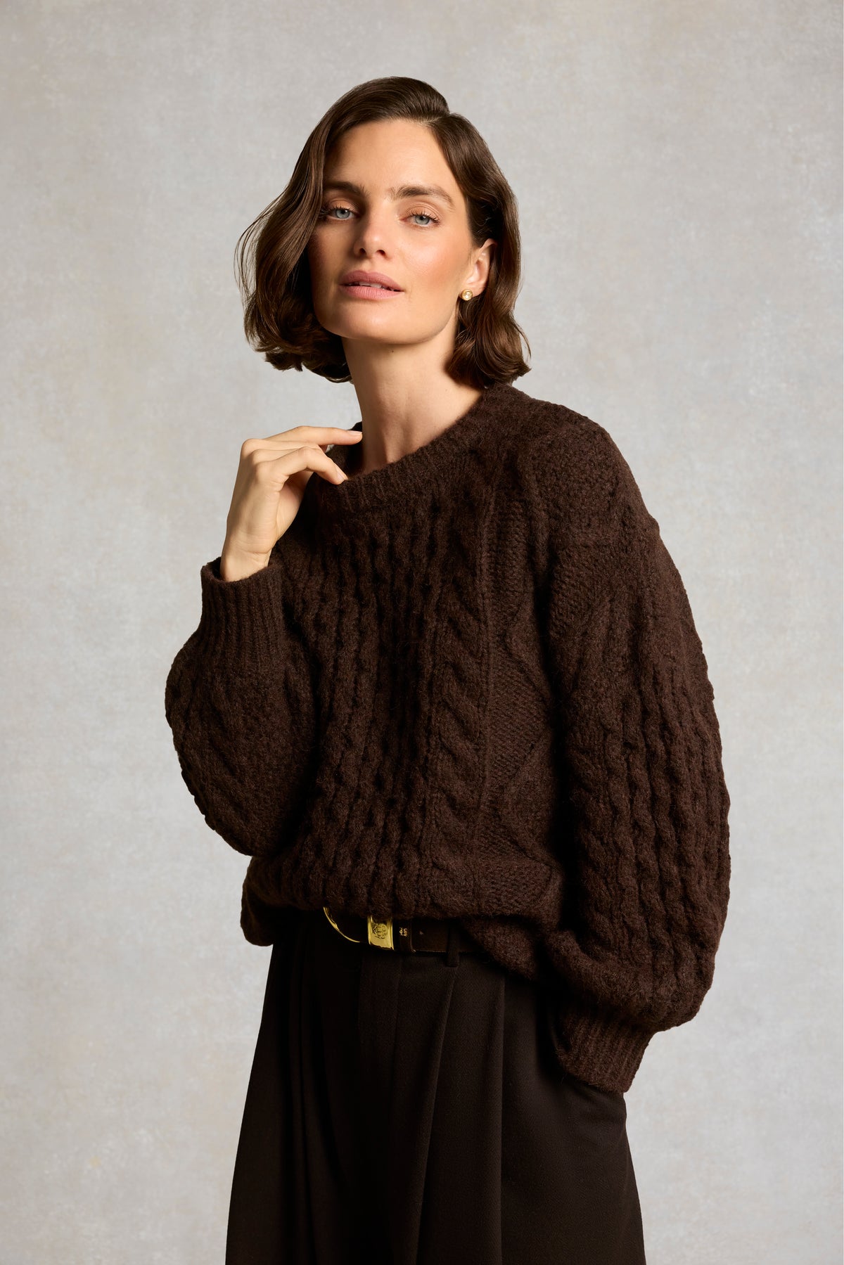 Buxton Crew Neck Knit (Chocolate)