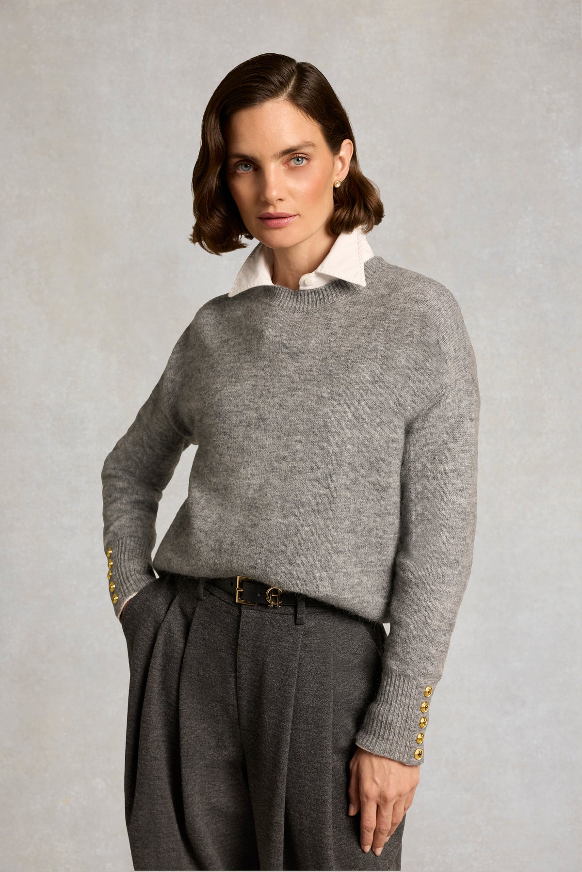 Tori Crew Neck Knit (Grey Marl)