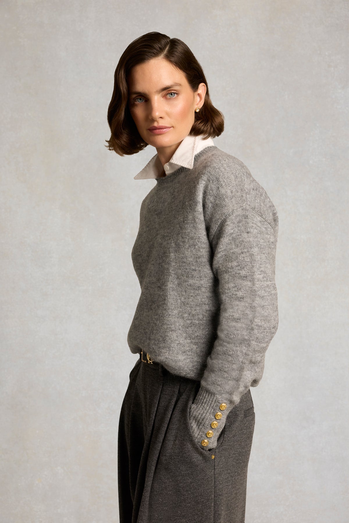 Tori Crew Neck Knit (Grey Marl)