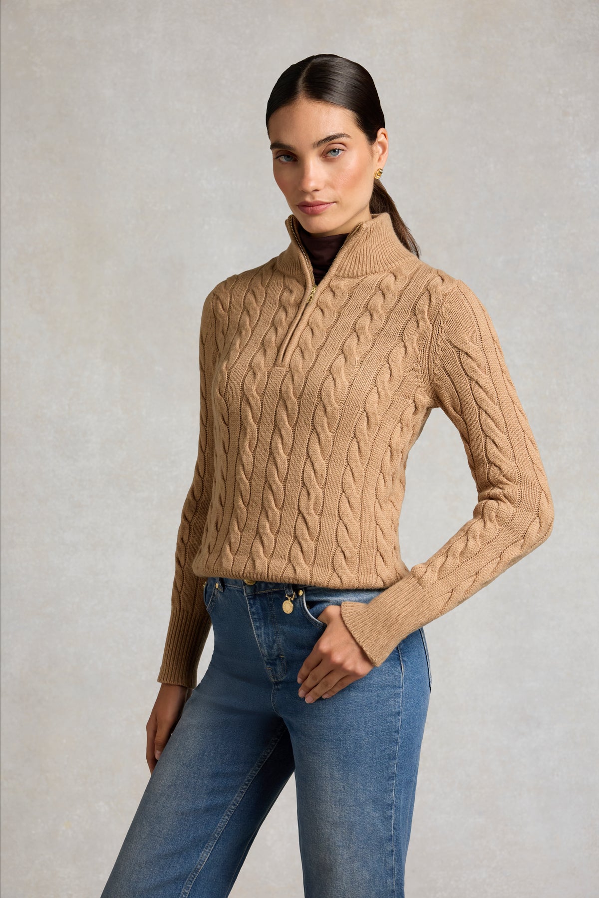 Bourton Quarter Zip Knit (Camel)