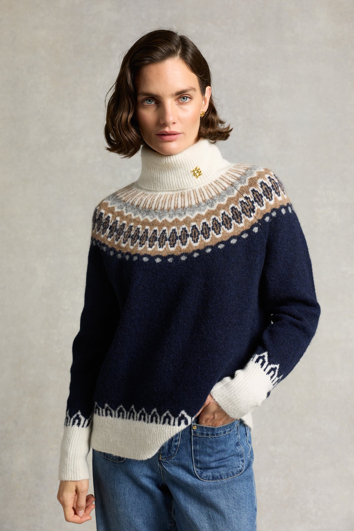 Colorado Roll Neck (Ink Navy Fairisle)