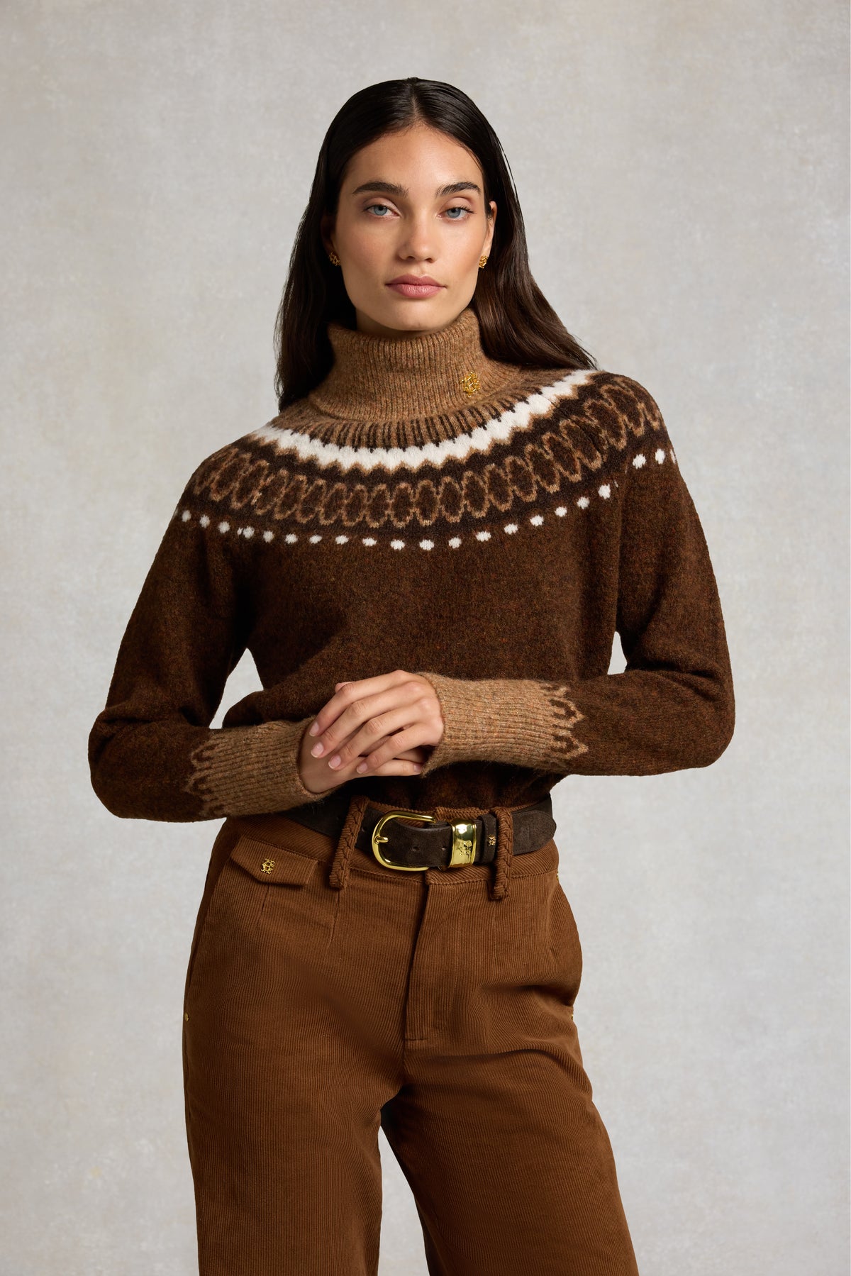 Colorado Roll Neck (Chocolate Fairisle)