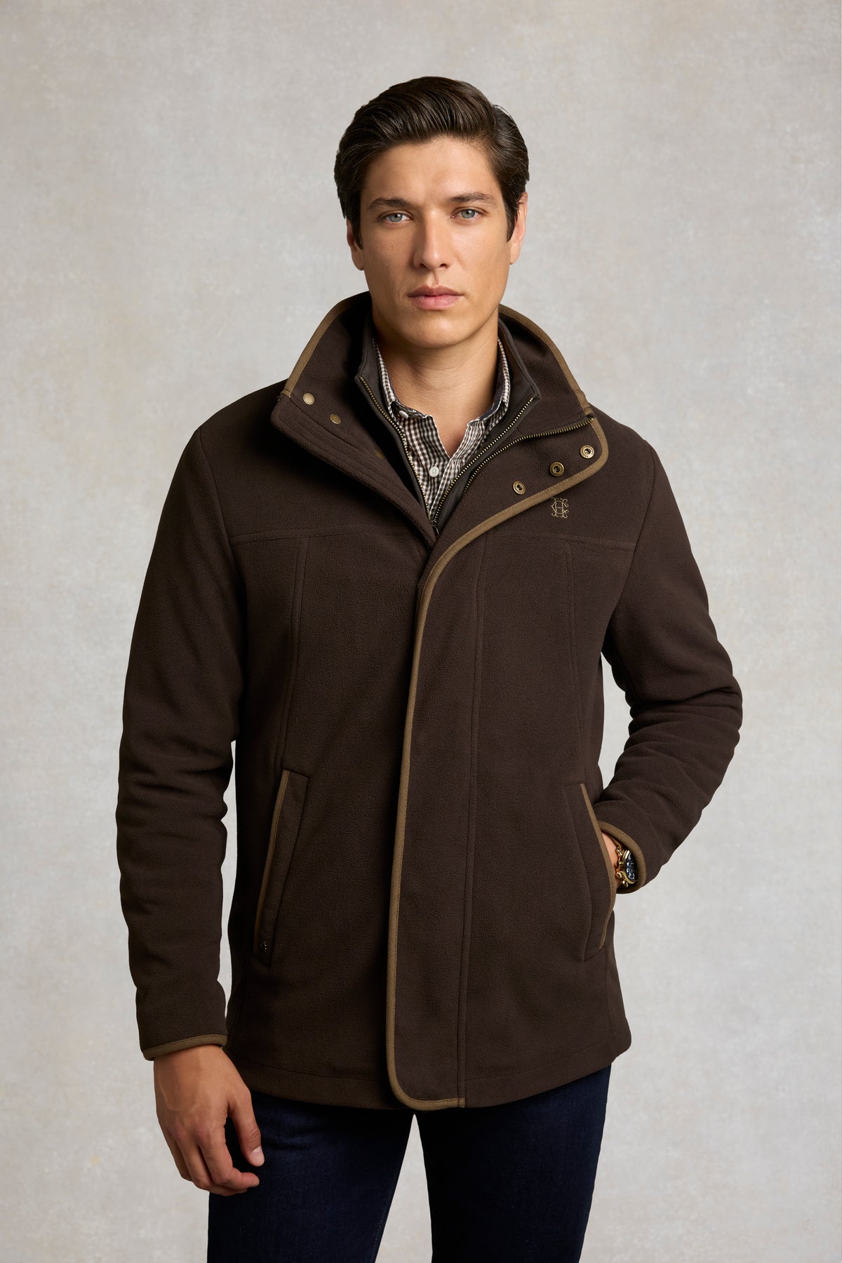 Men's Fleece Field Jacket (Chocolate)