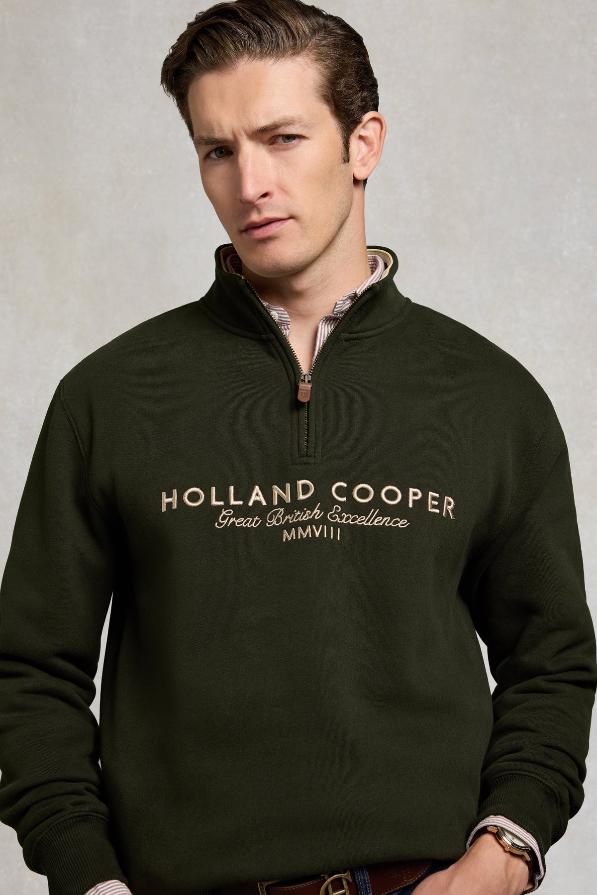 Men's Heritage Quarter Zip Sweat (Racing Green)