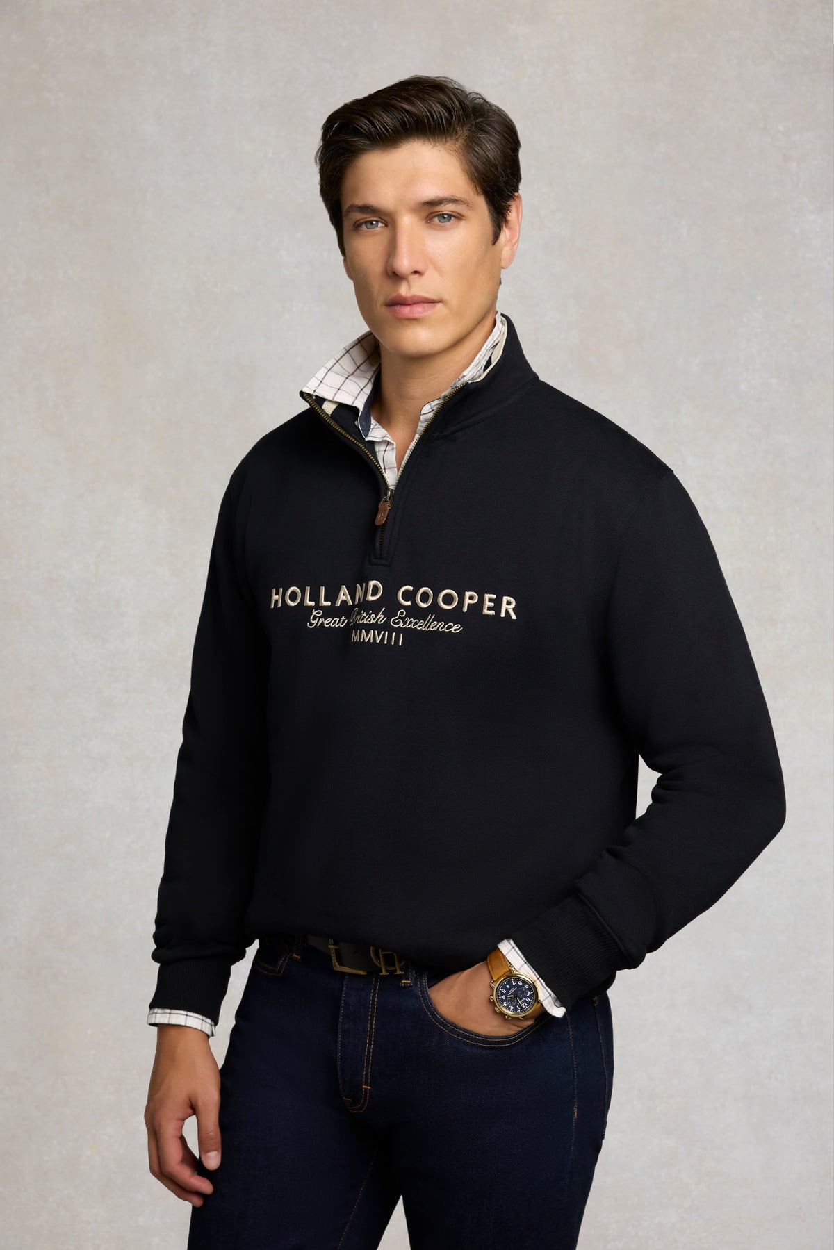 Men's Heritage Quarter Zip Sweat (Black)