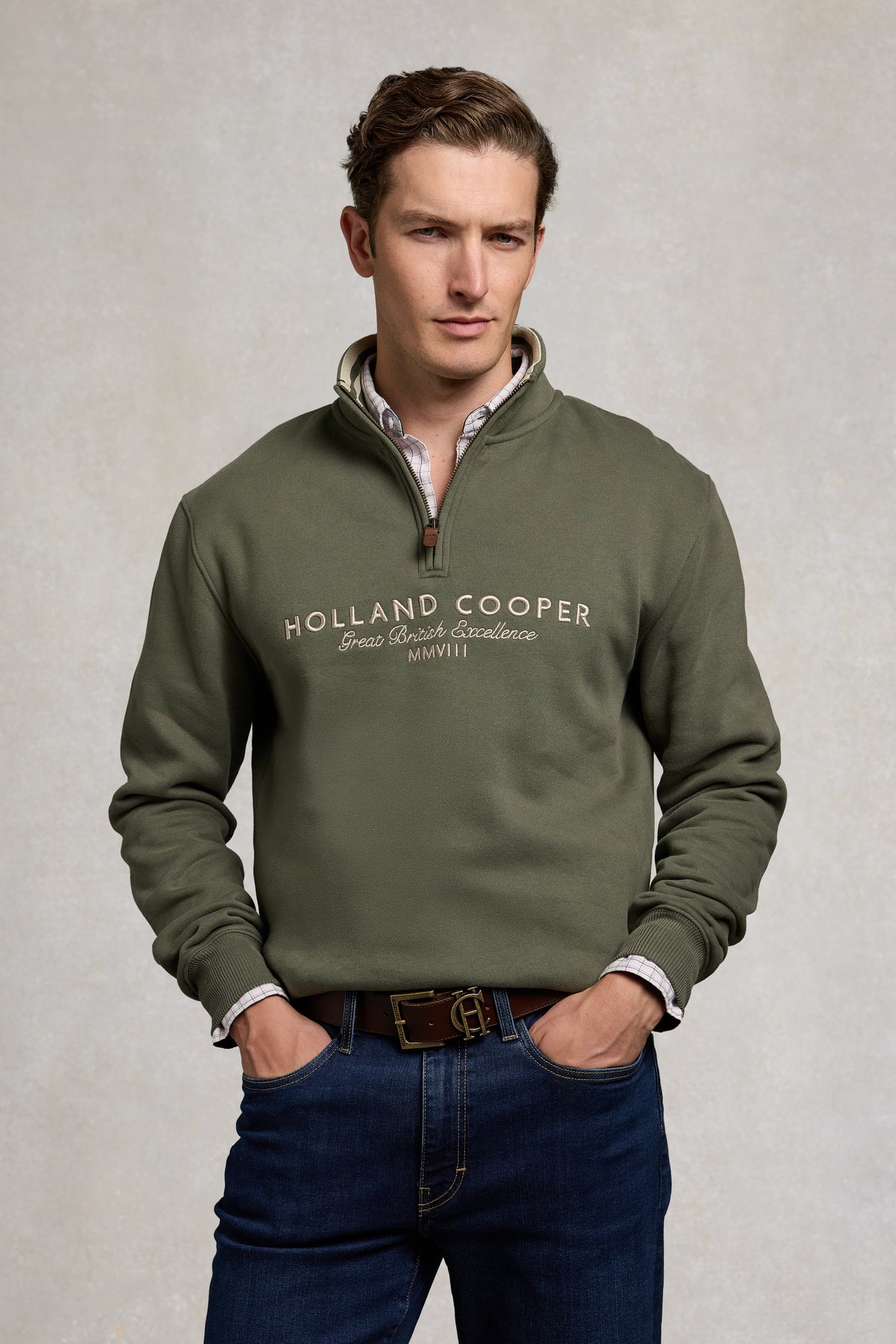 Men's Heritage Quarter Zip Sweat (Khaki)