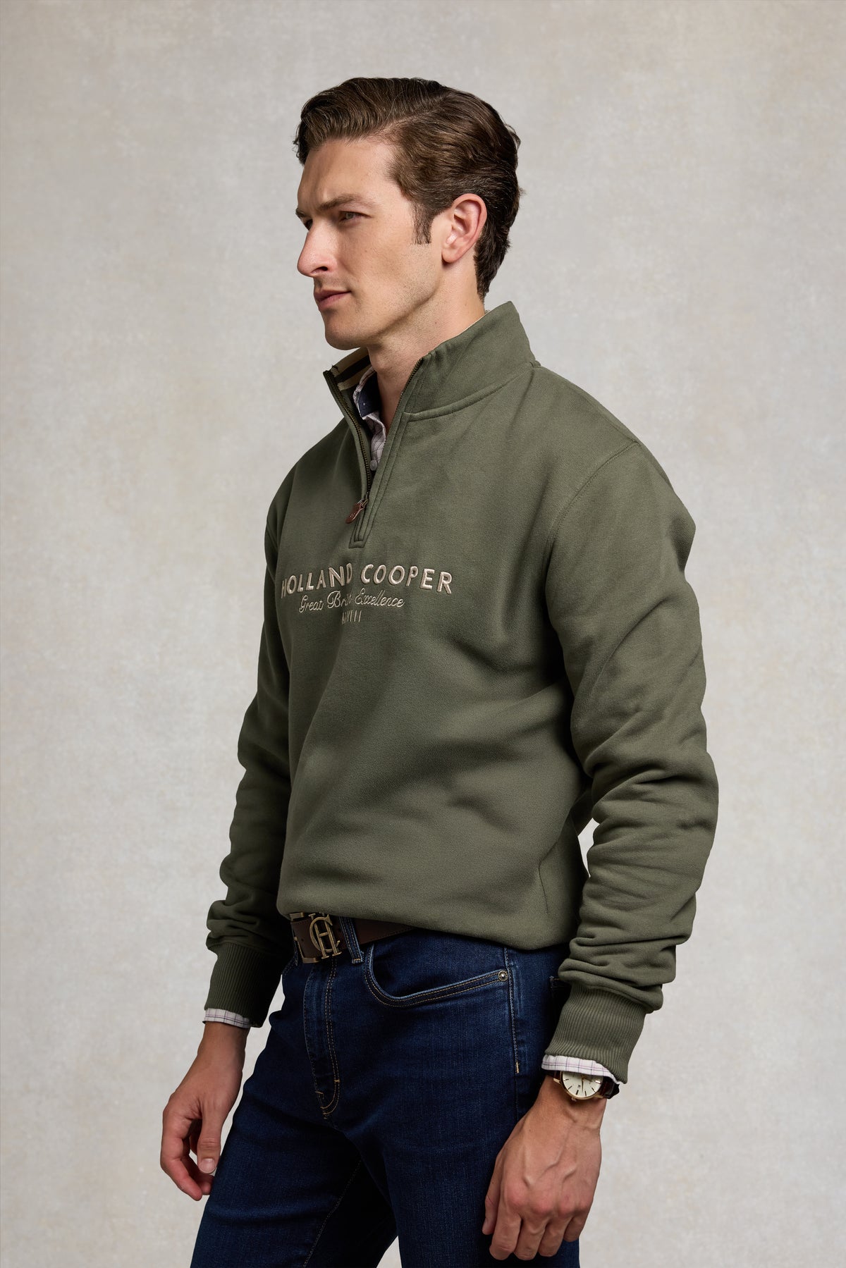 Men's Heritage Quarter Zip Sweat (Khaki)