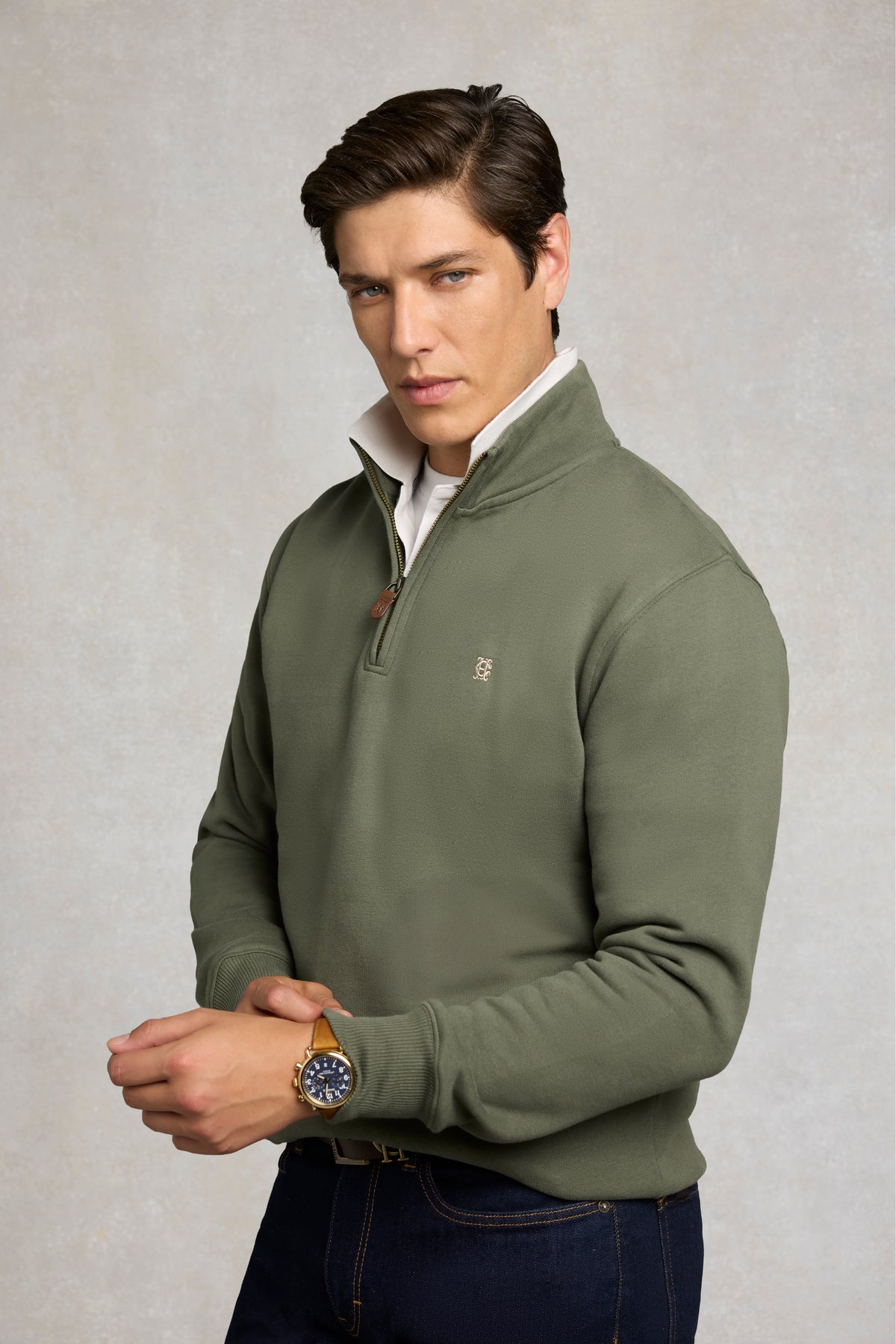 Men's Classic Quarter Zip Sweat (Khaki)