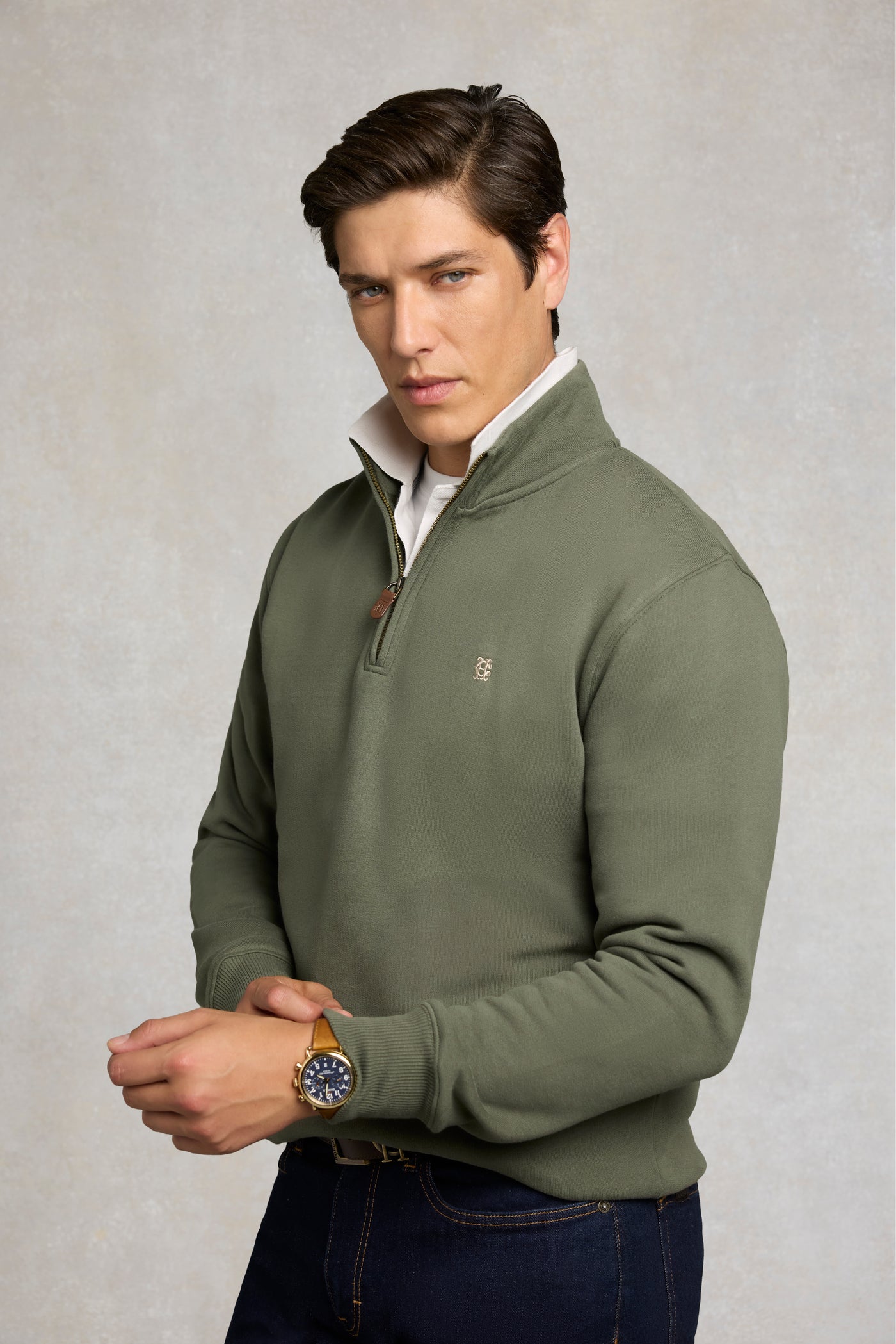 Men's Classic Quarter Zip Sweat (Khaki)