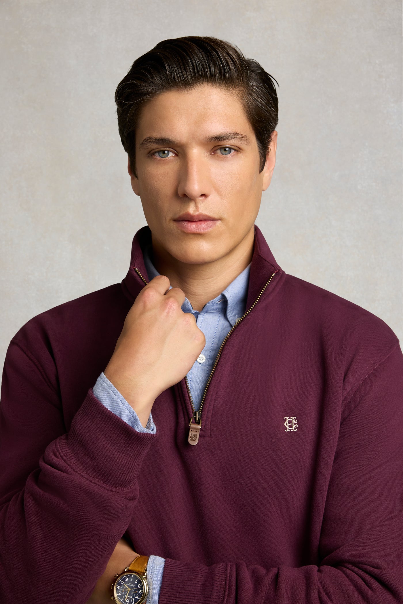 Men's Classic Quarter Zip Sweat (Mulberry)