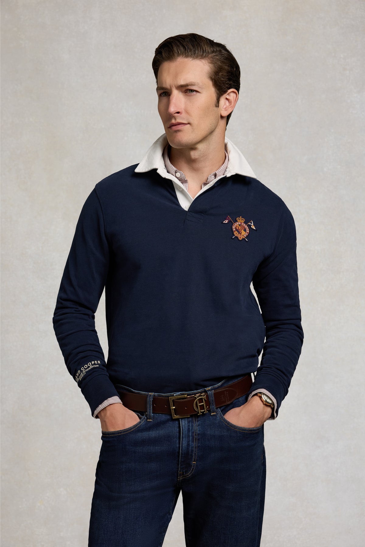 Men's Long Sleeve Rugby Shirt (Ink Navy)