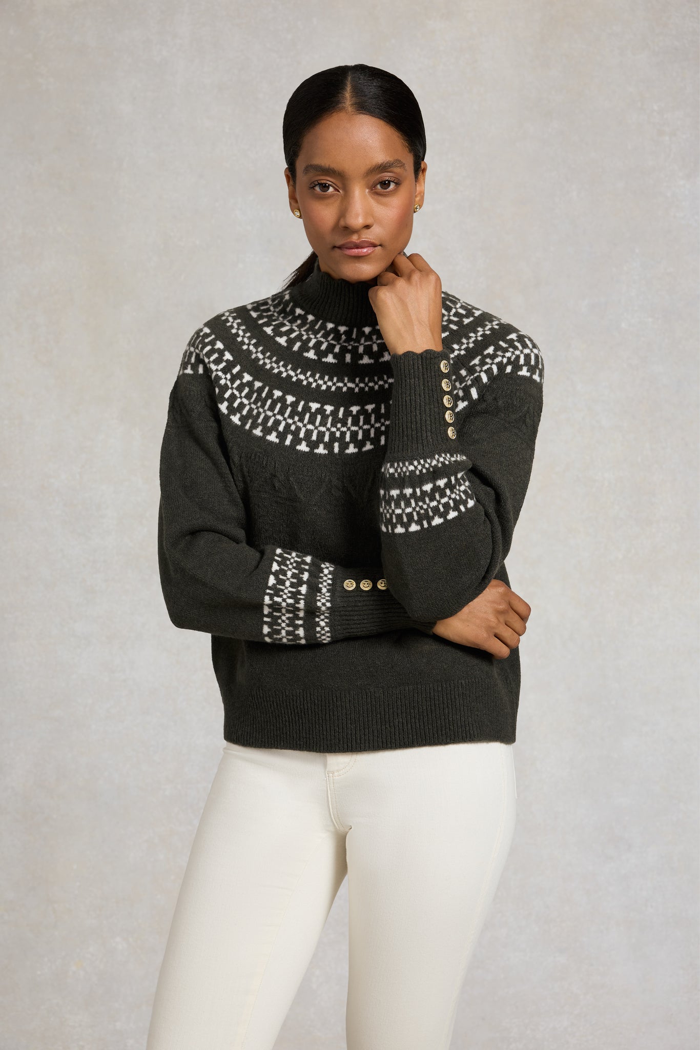 Elodie Roll Neck Knit (Forest Green)