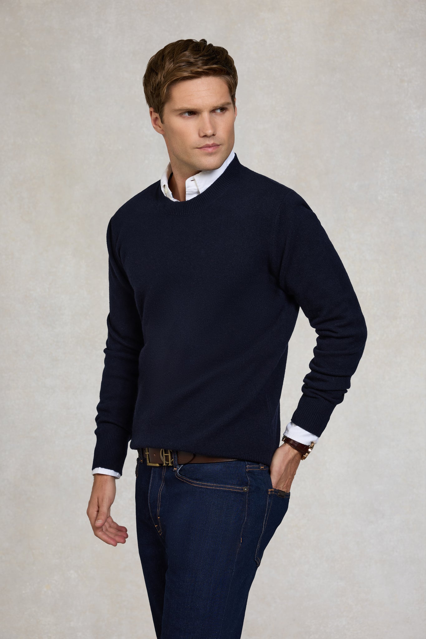 Byron Crew Neck Knit (Navy)