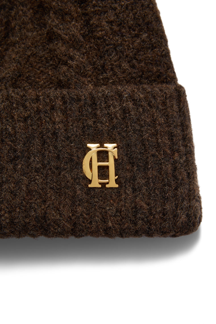 Sloane Cable Bobble Hat (Chocolate)