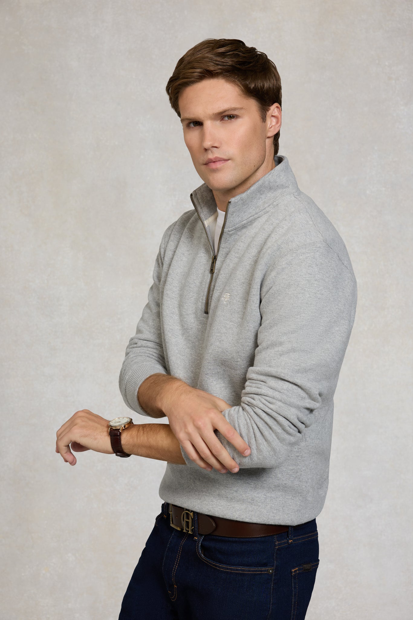 Men's Quarter Zip Sweat (Grey Marl)