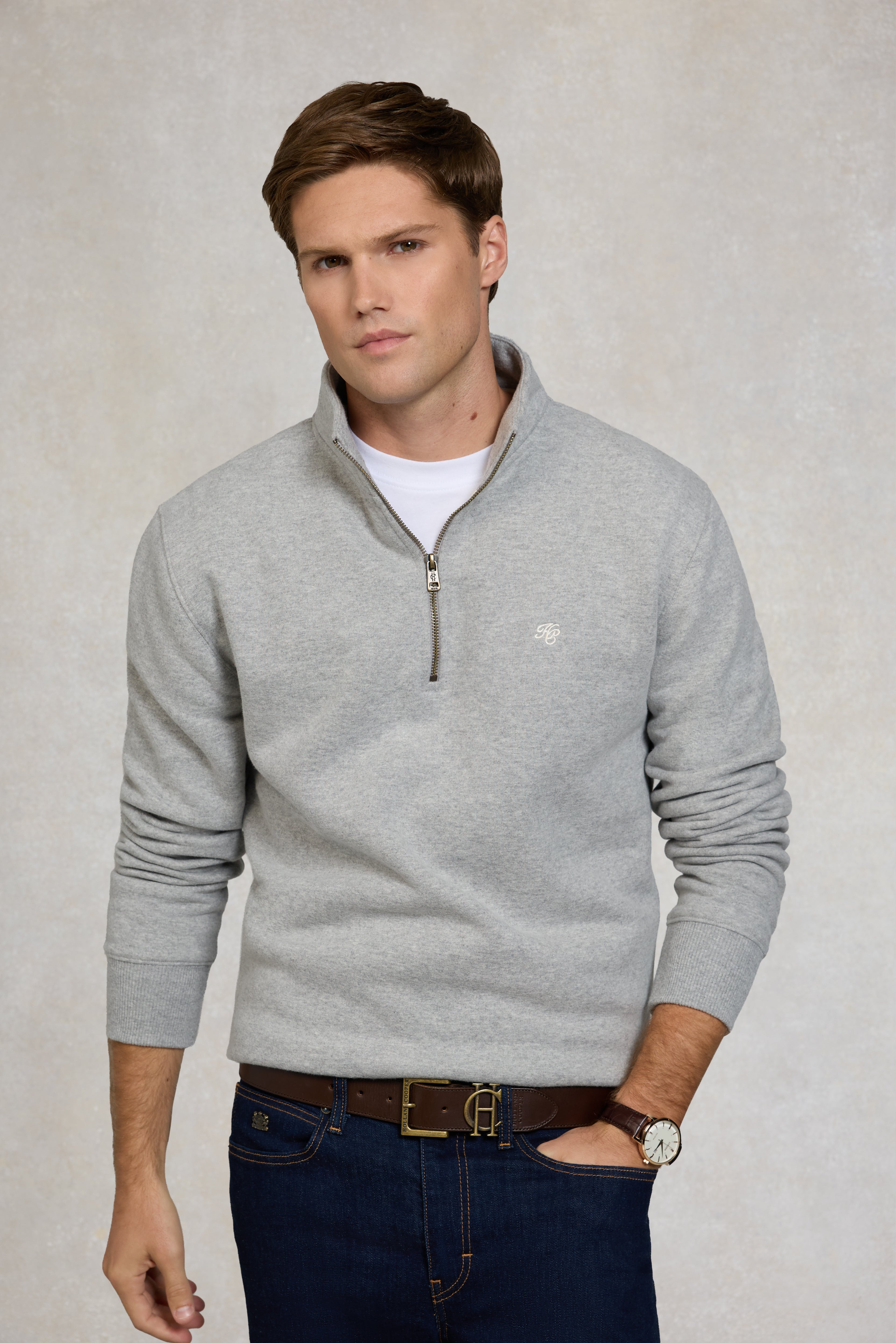 Rocco Quarter Zip Sweatshirt - Grey Marle