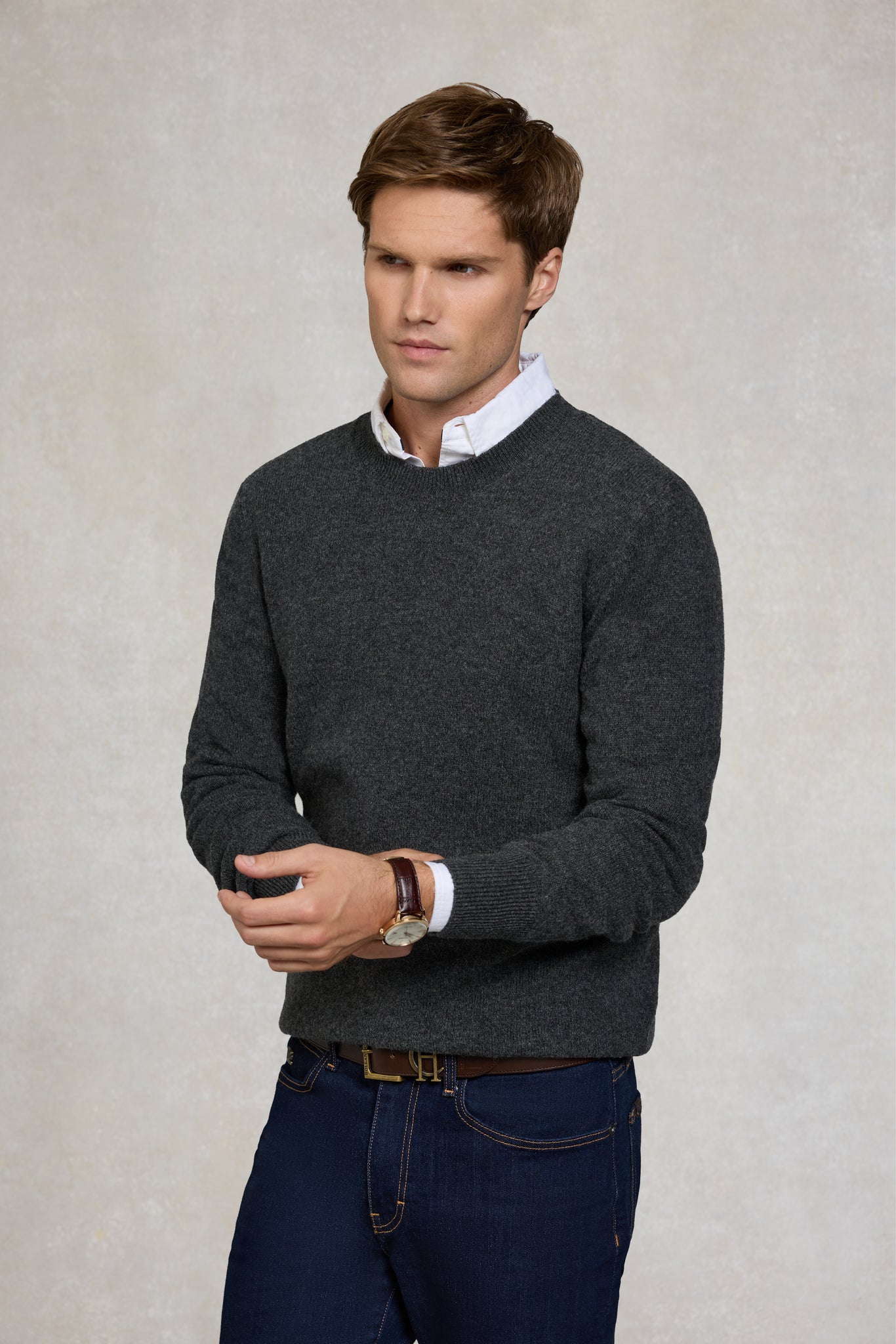 Byron Crew Neck Knit (Charcoal)