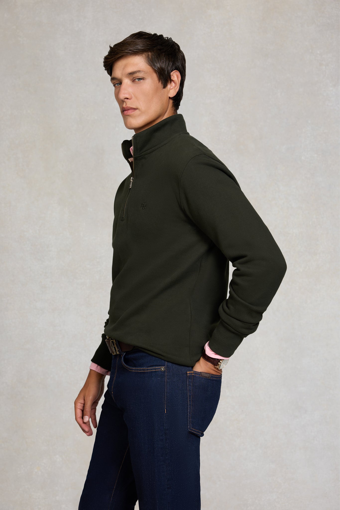 Men's Quarter Zip Sweat (Racing Green)