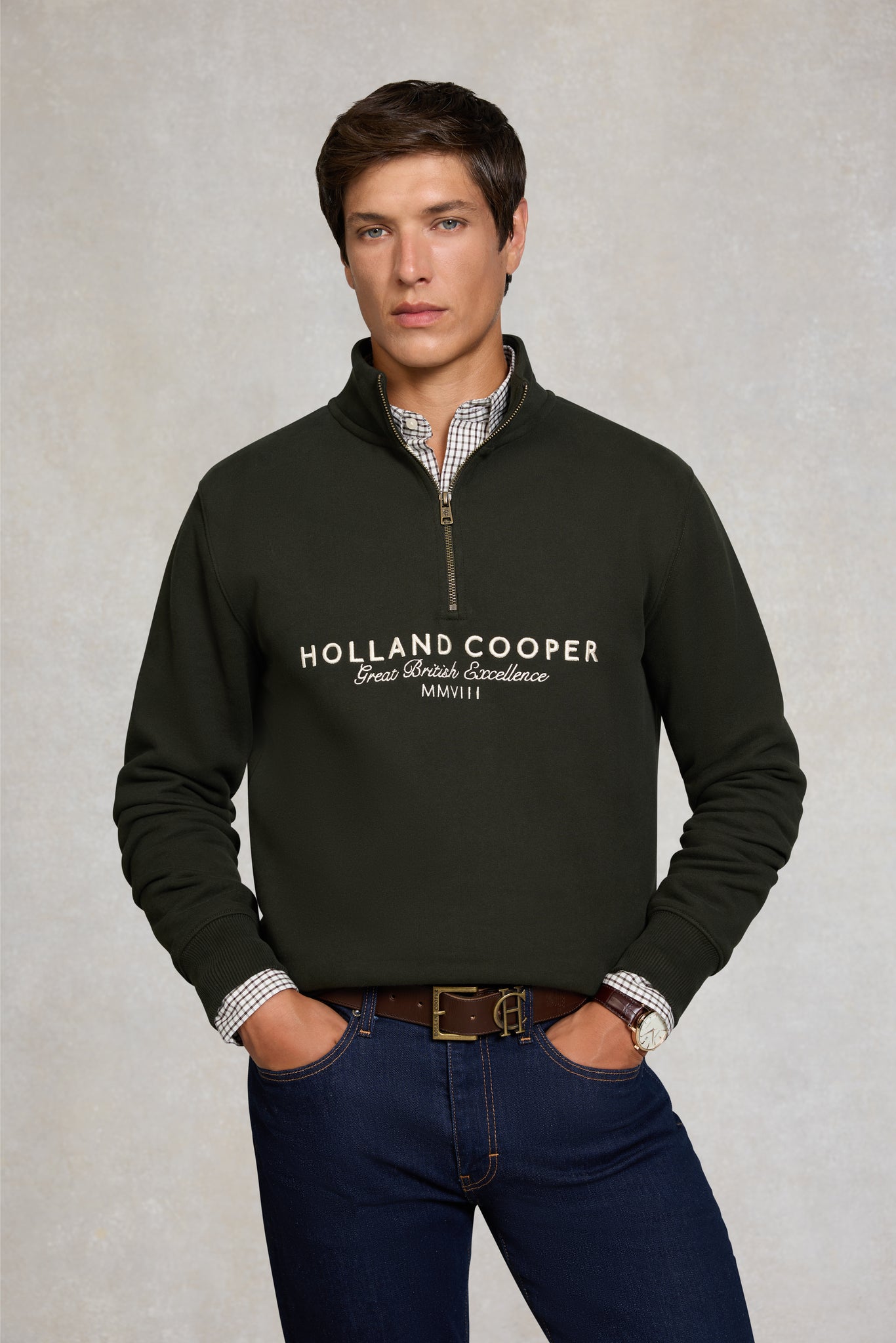 Men's Sporting Goods Zip Henley (Racing Green)