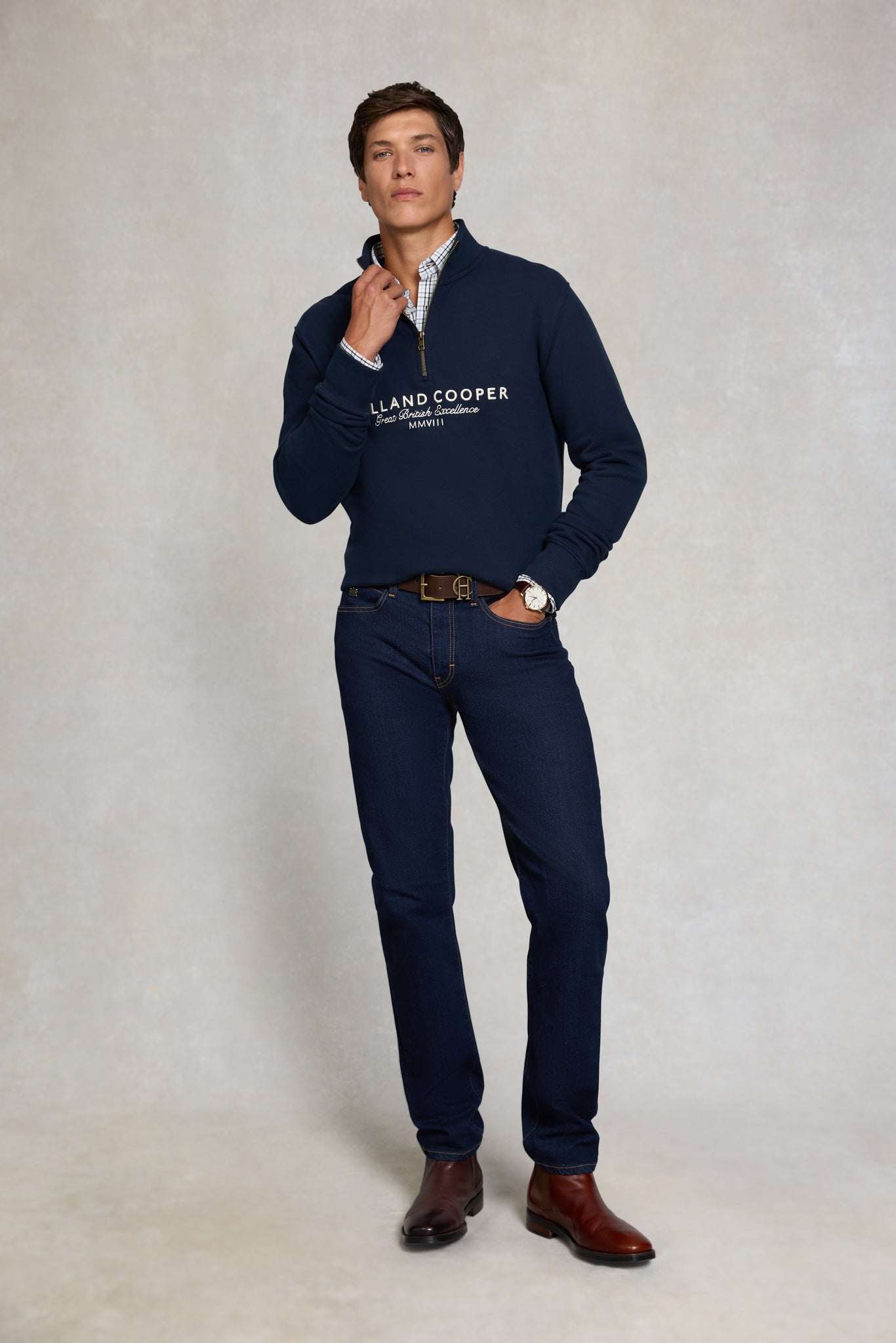 Men's Sporting Goods Zip Henley (Ink Navy)